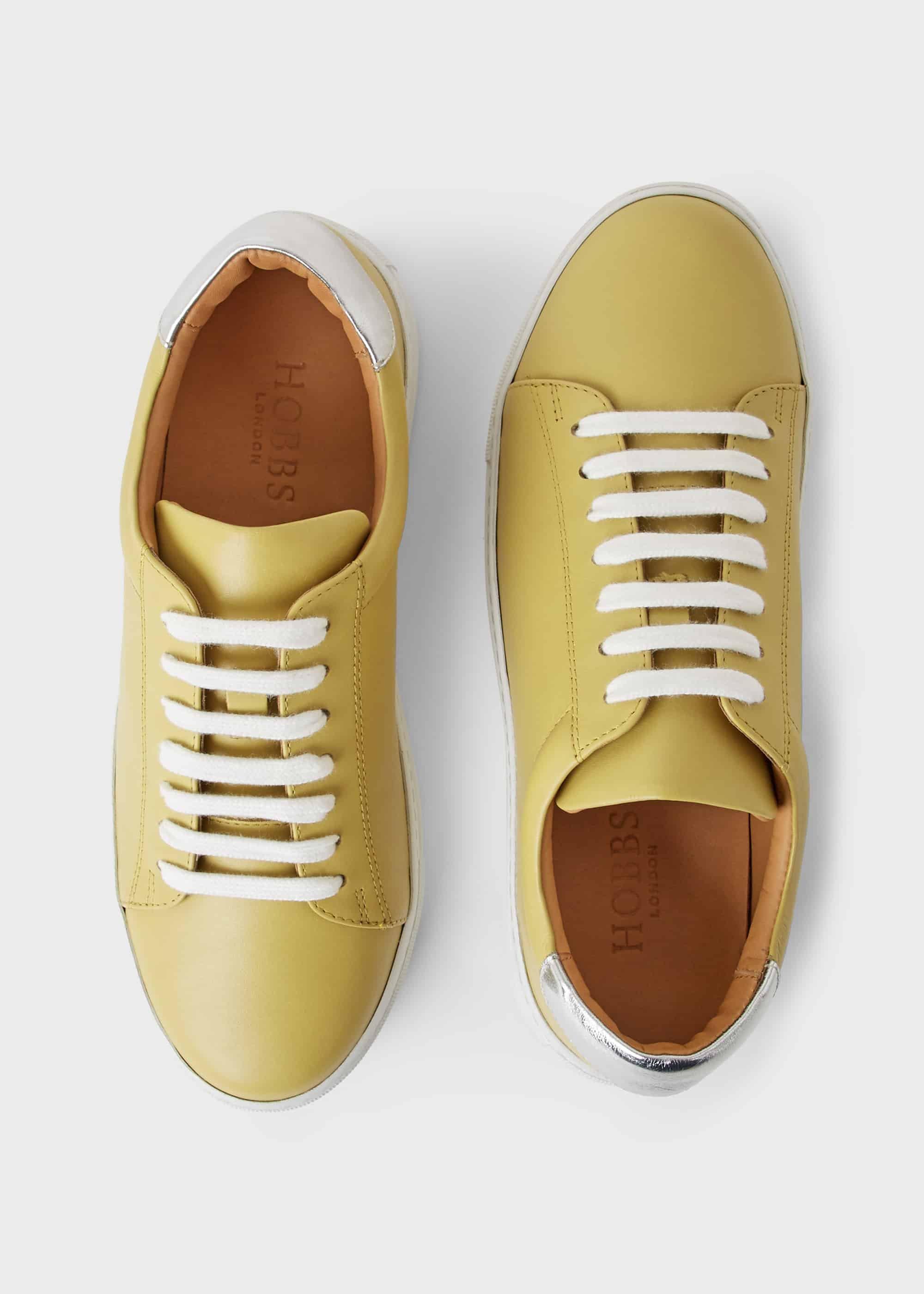 Hollie Leather Trainers, Citron, hi-res