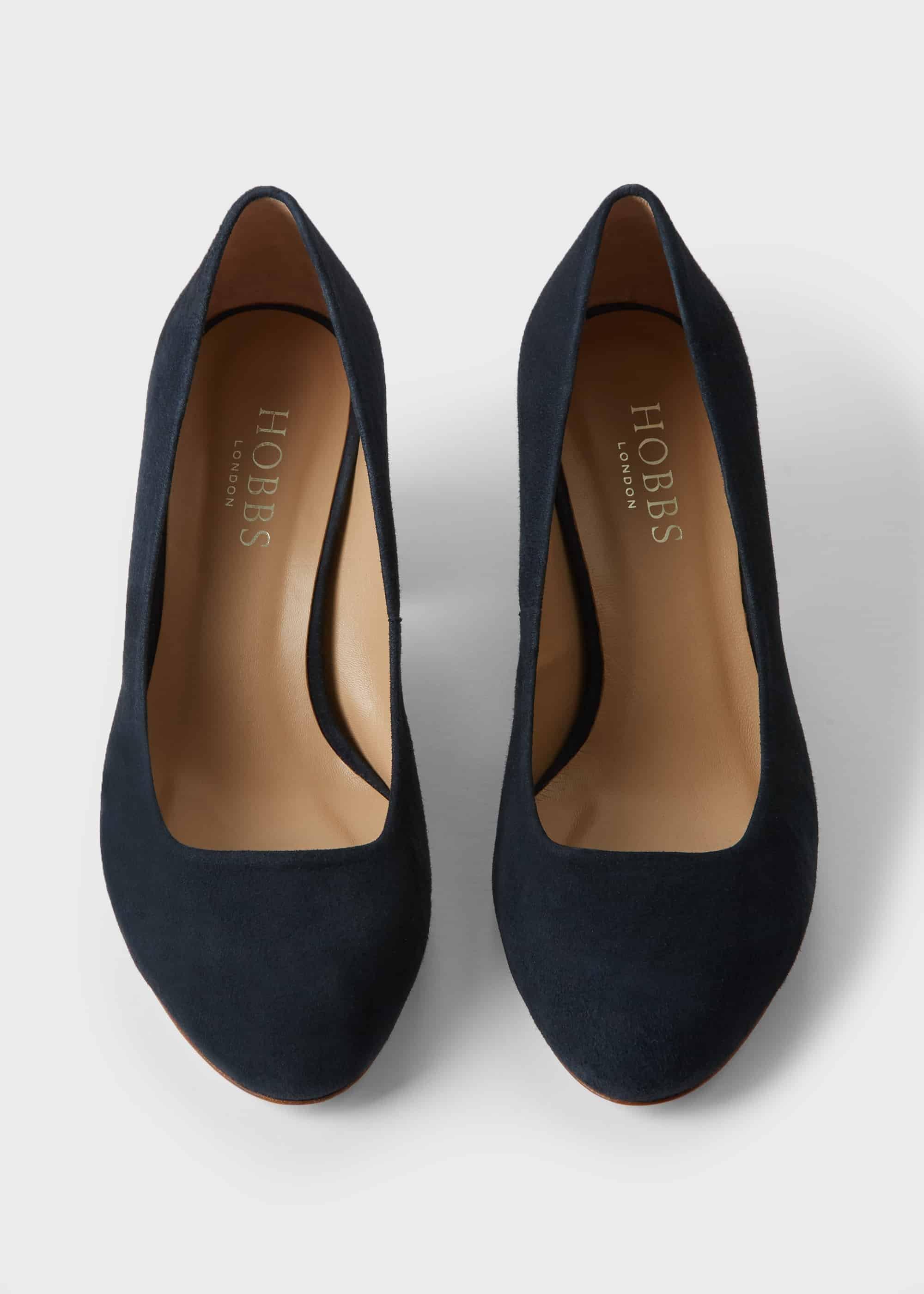 Lucy Wide Fit Suede Block Heel Court Shoes, Navy, hi-res