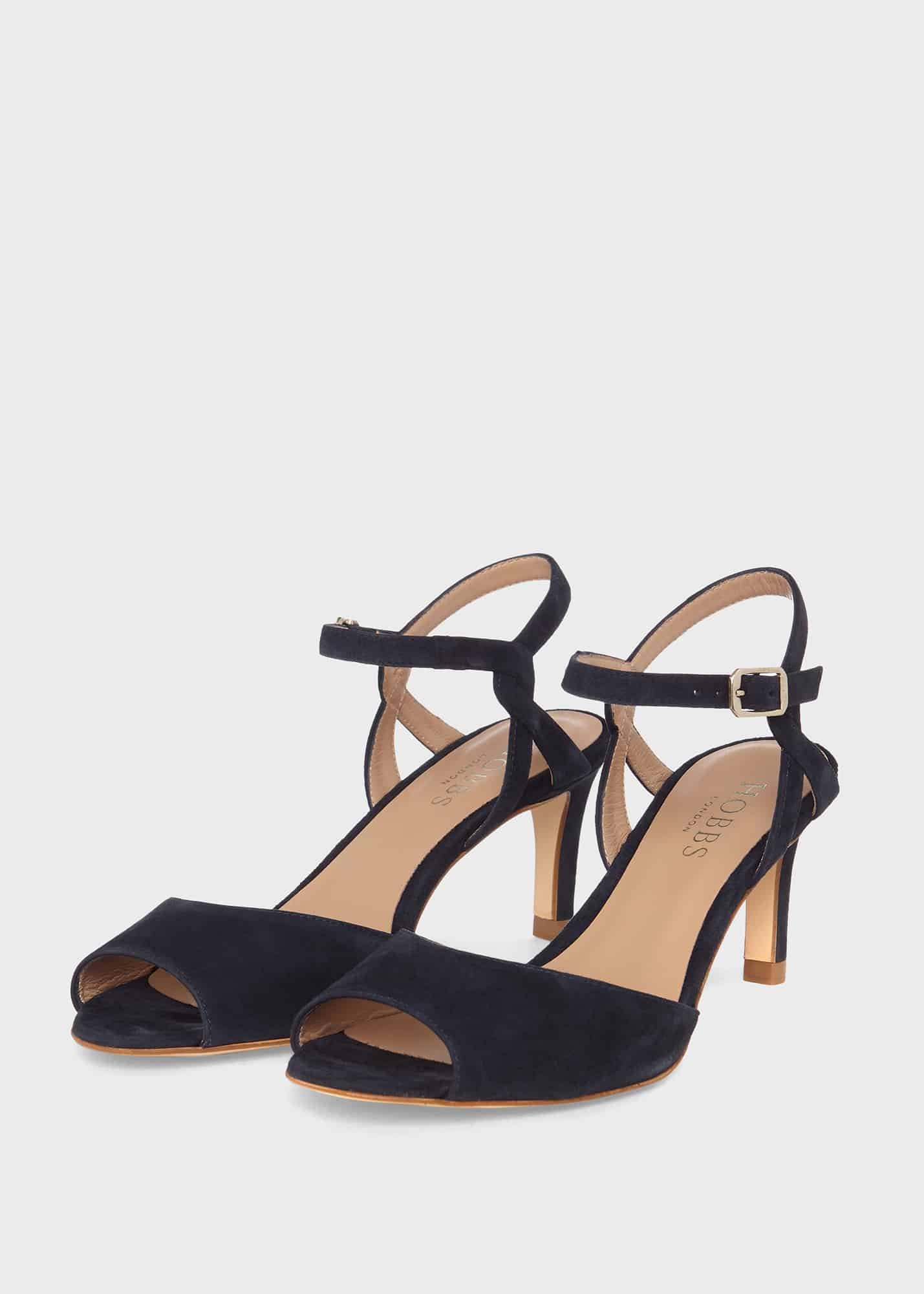 Leia Suede Heeled Sandals, Navy, hi-res