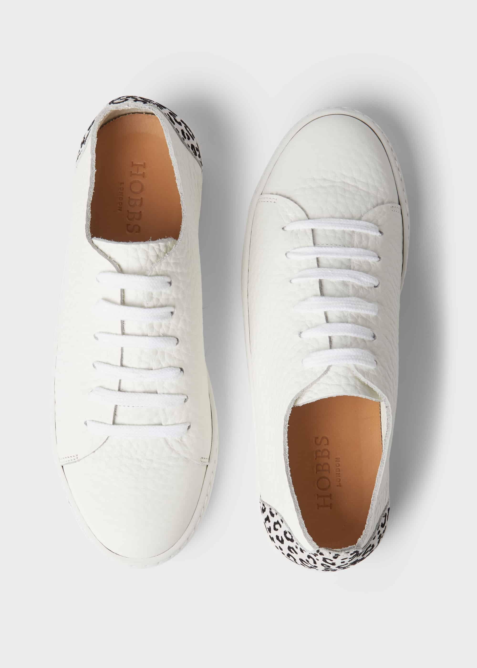 Willow Leather Trainers, White, hi-res