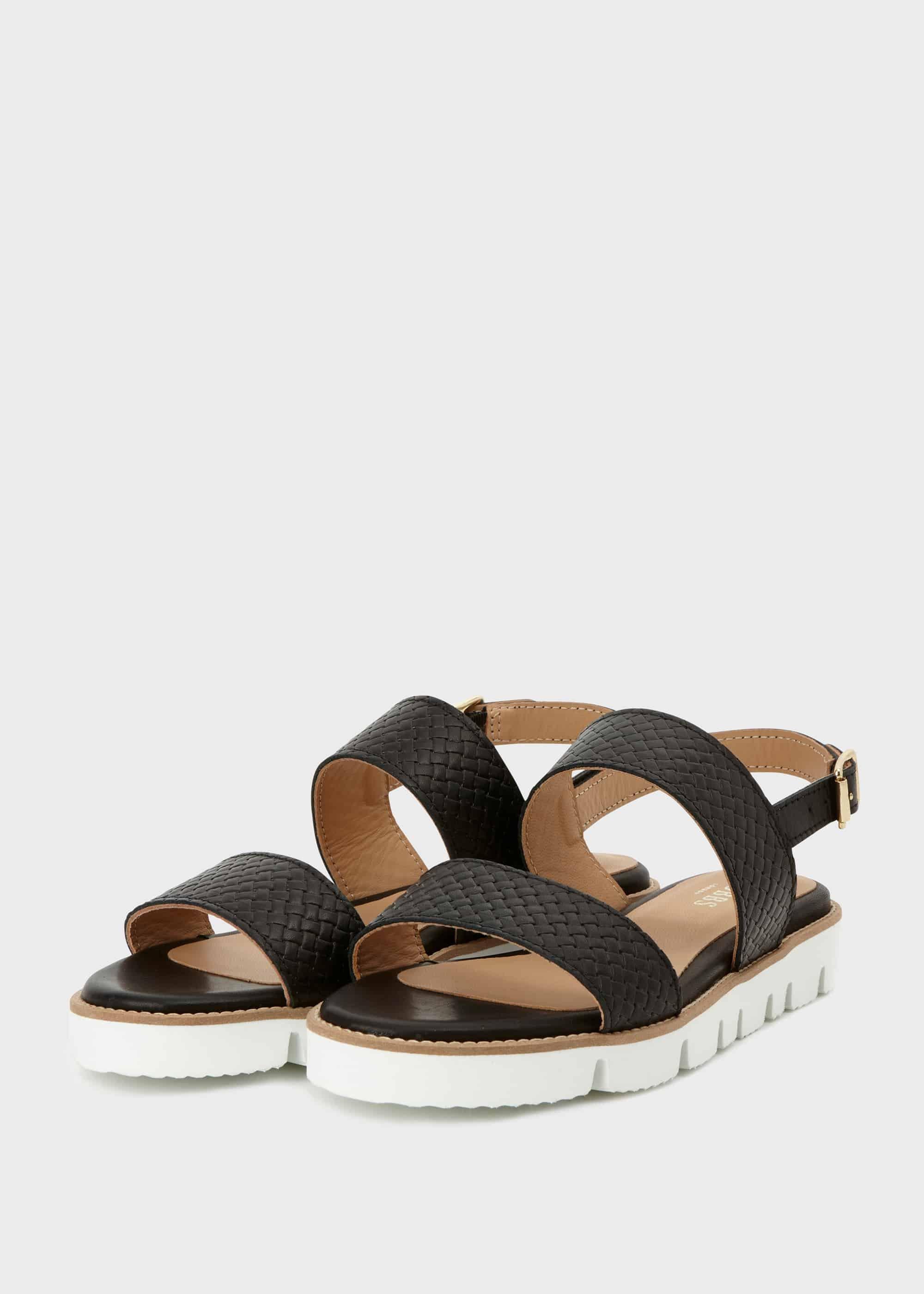 Katie Leather Sandals, Black, hi-res