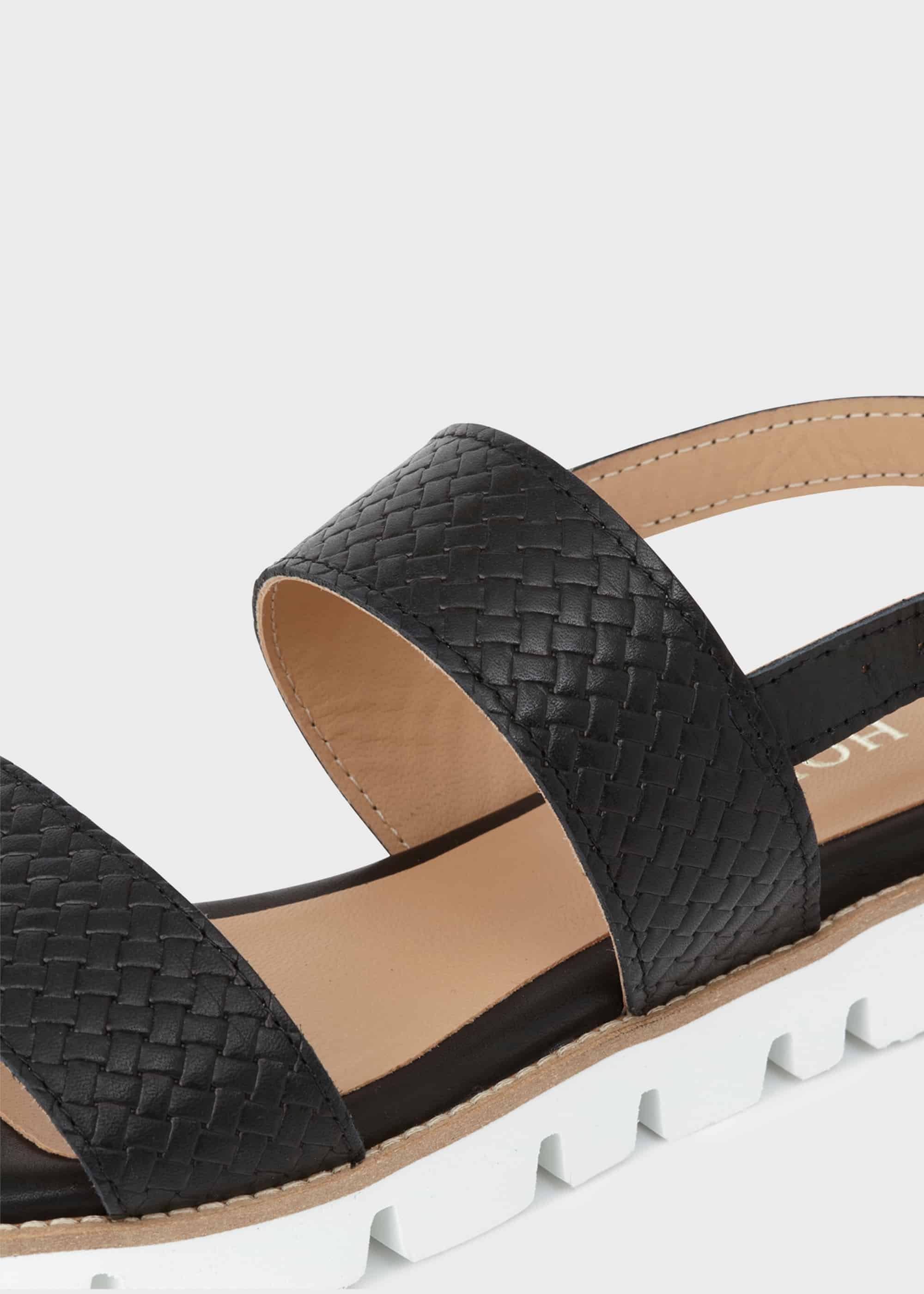 Katie Leather Sandals, Black, hi-res