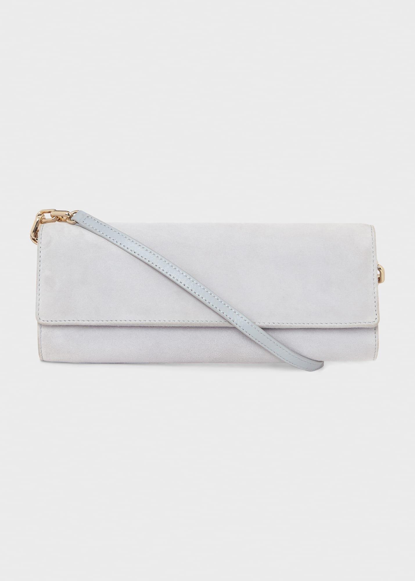 Evesham Suede Clutch Bag, Celeste Blue, hi-res