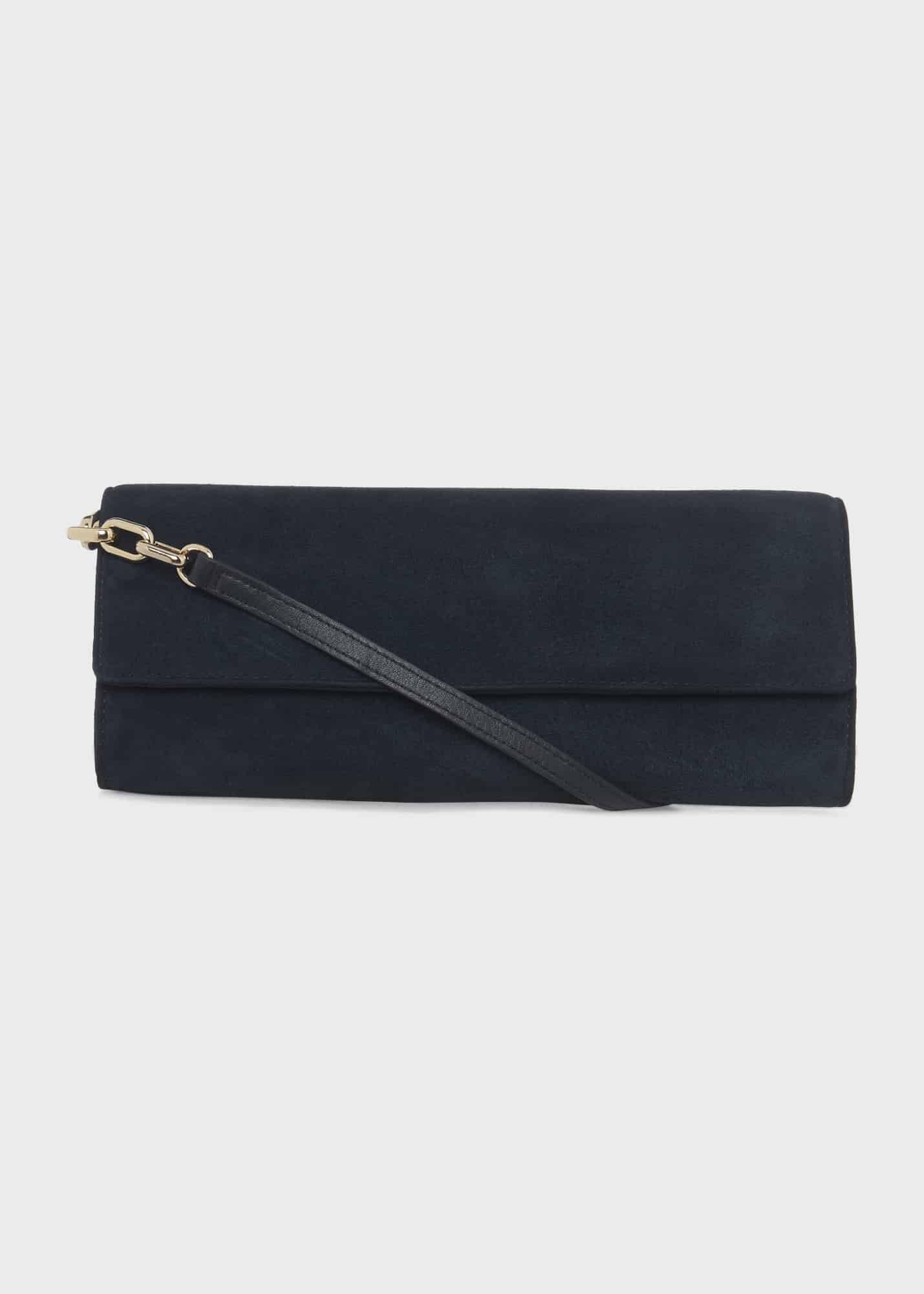 Evesham Suede Clutch Bag, Navy, hi-res