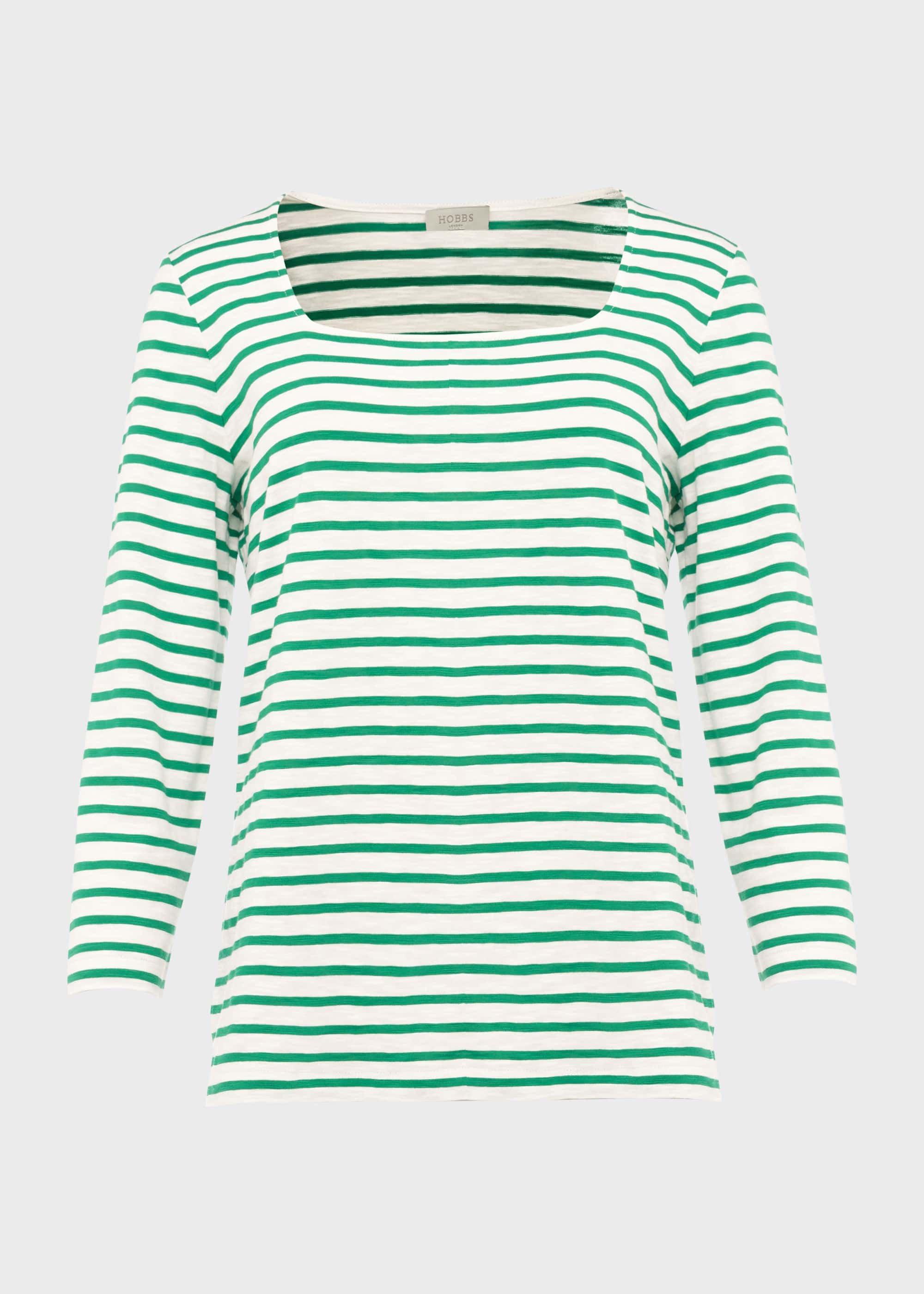 Ginny Cotton T-Shirt, Green White, hi-res