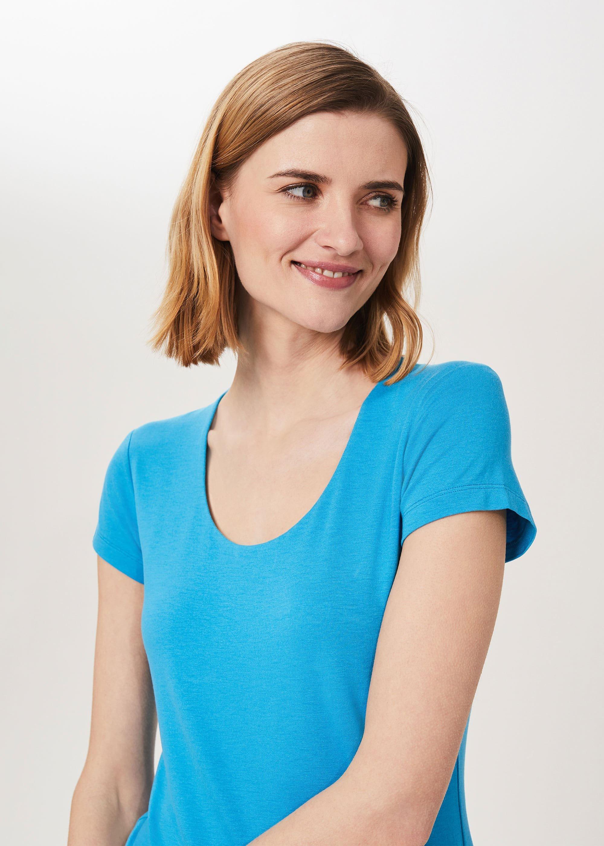 Daisy Double Fronted Top, Riviera Blue, hi-res