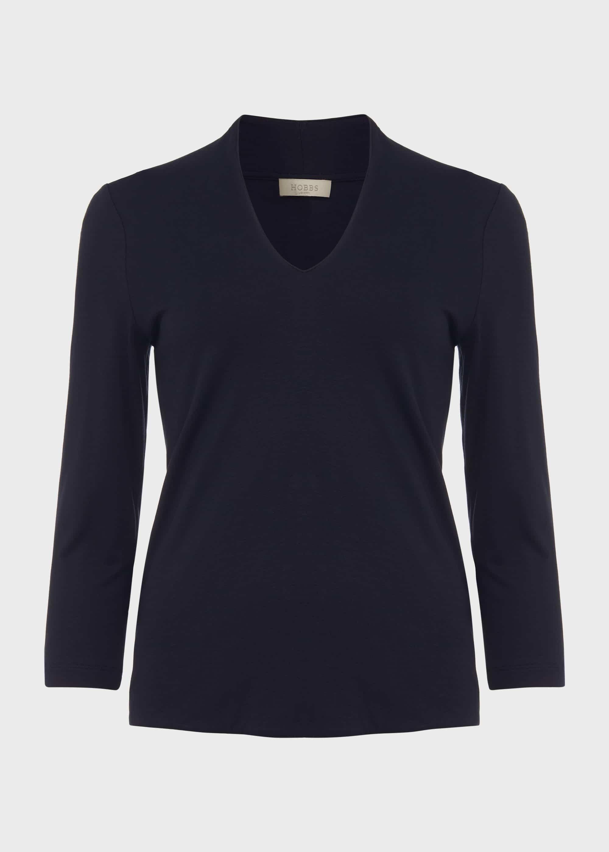 Aimee Double Fronted Top, Navy, hi-res