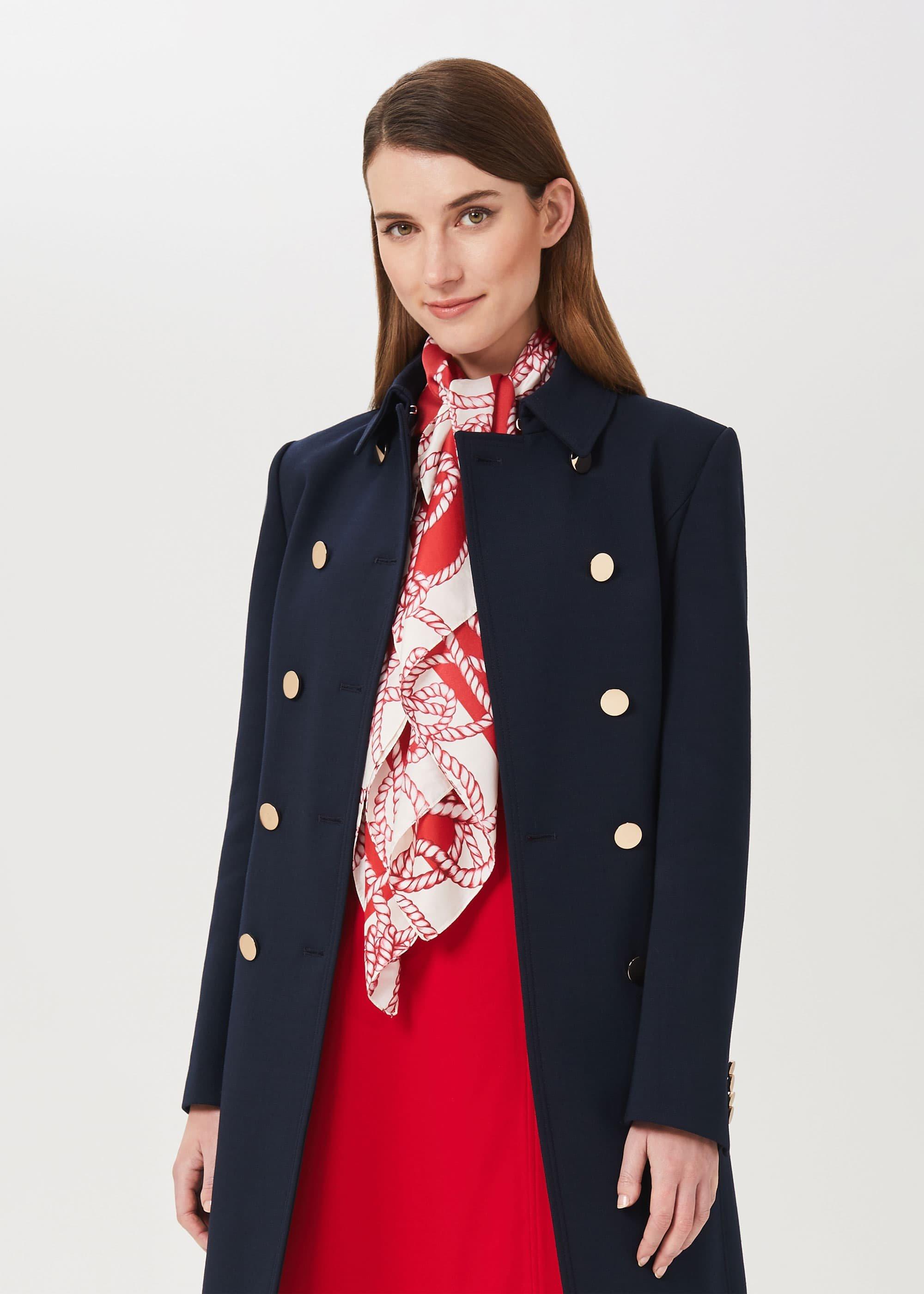 Cecelia Military Coat With Wool, Navy, hi-res