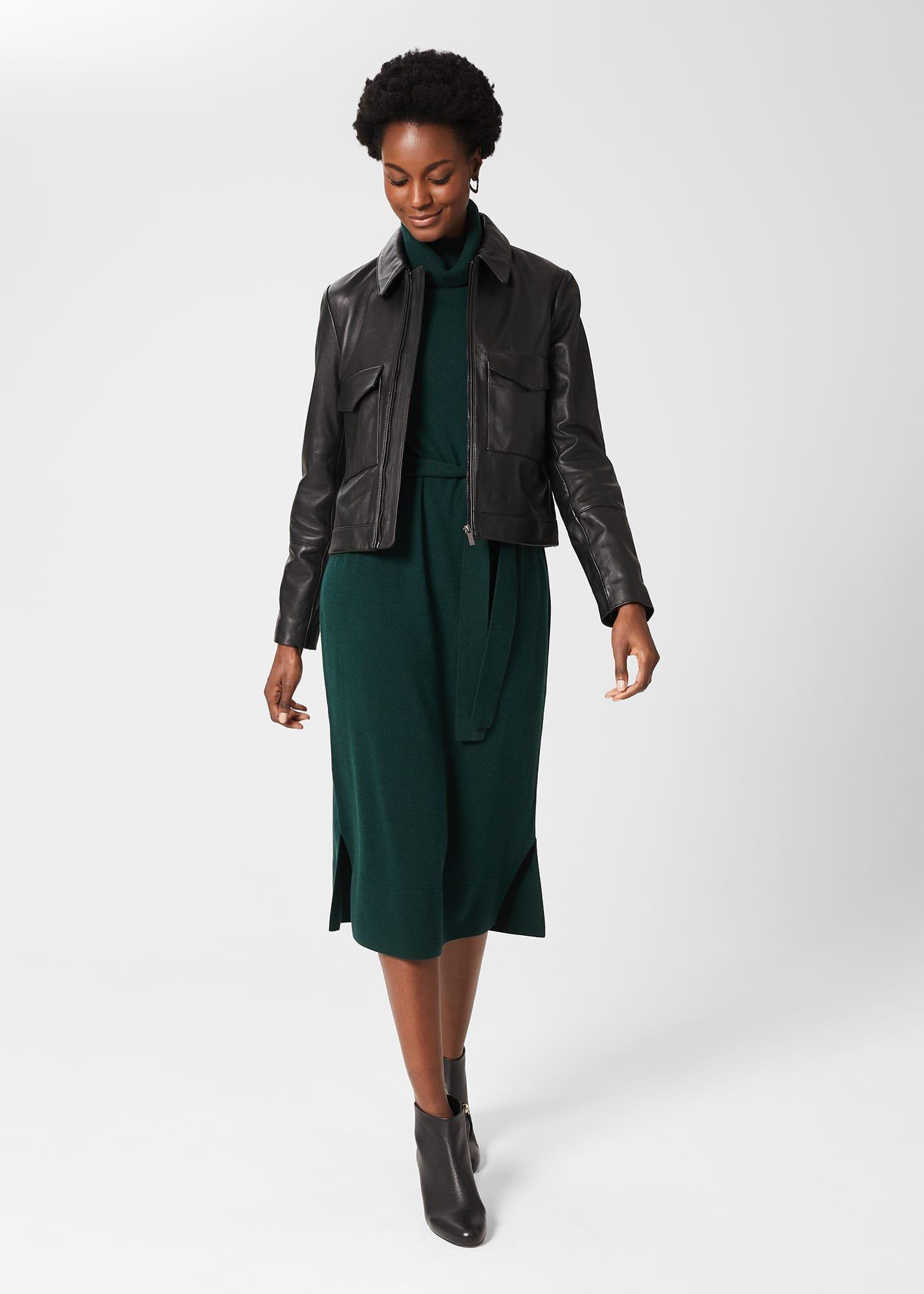 Elise Leather Jacket , Black, hi-res
