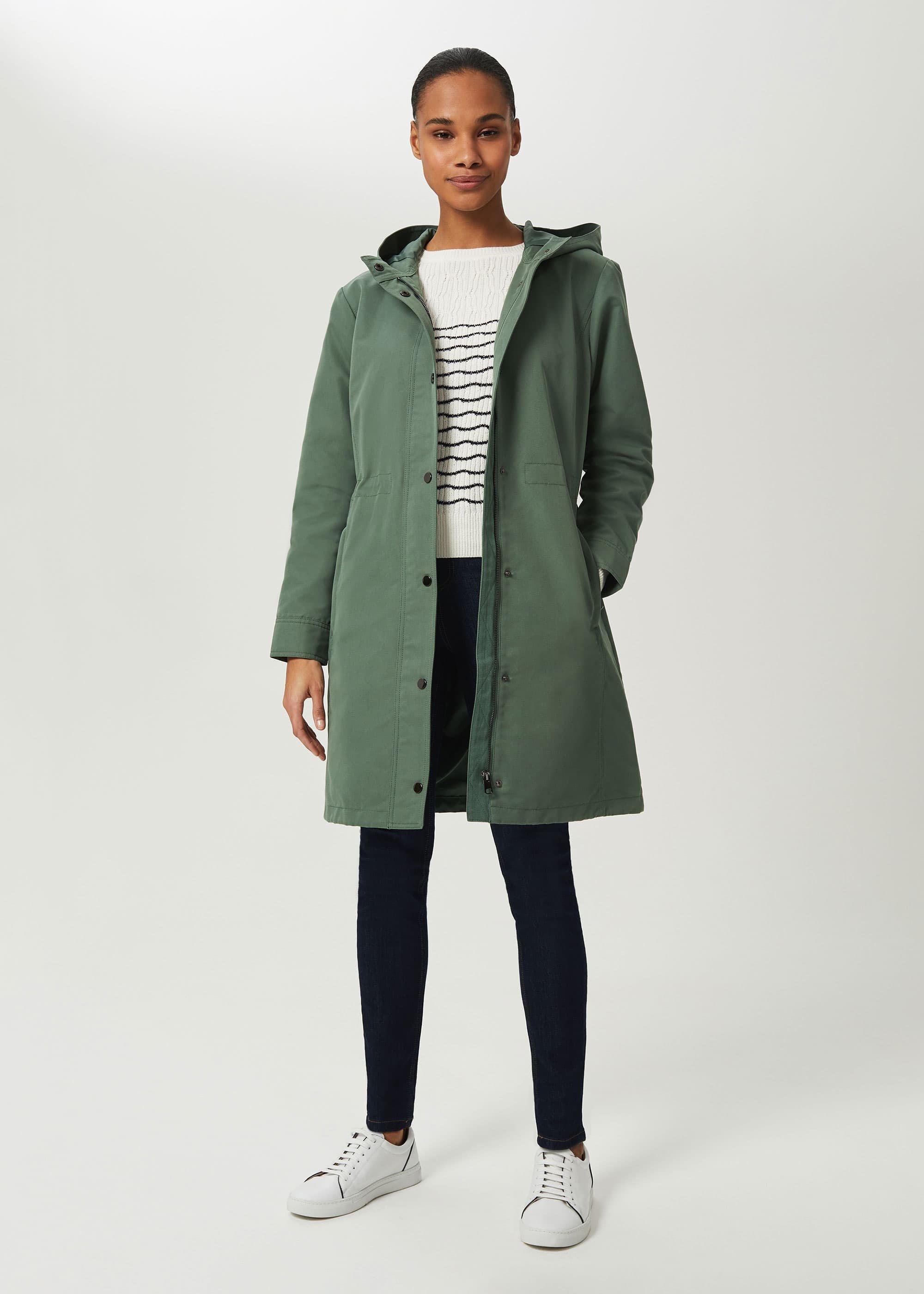 Kathy Water Resistant Parka With Hood, Dark Sage Green, hi-res