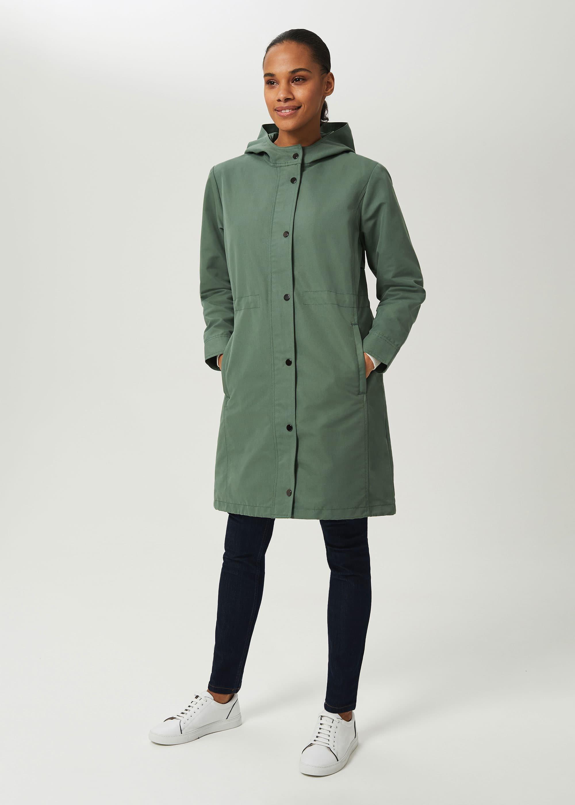 Kathy Water Resistant Parka With Hood, Dark Sage Green, hi-res