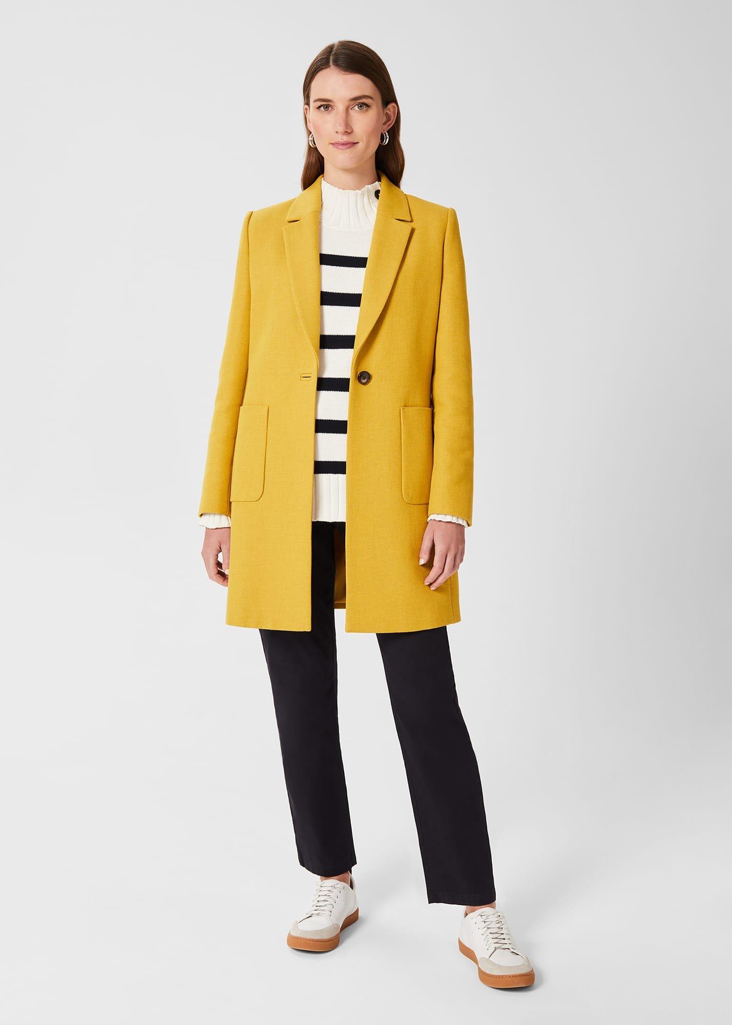 Corina Coat With Wool, Oil Yellow, hi-res
