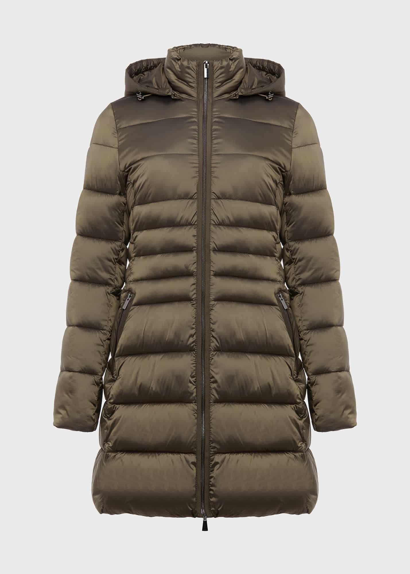 Danika Long Puffer Jacket With Hood, Dark Olive, hi-res