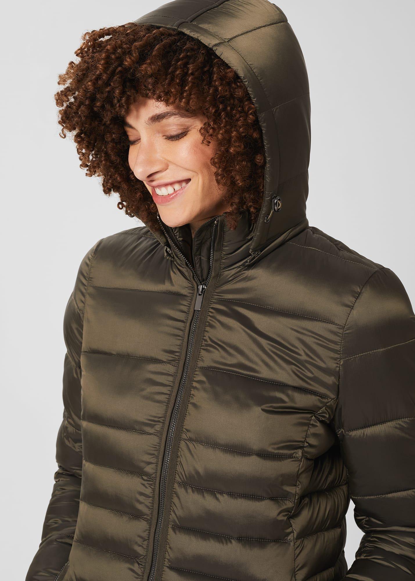 Danika Long Puffer Jacket With Hood, Dark Olive, hi-res