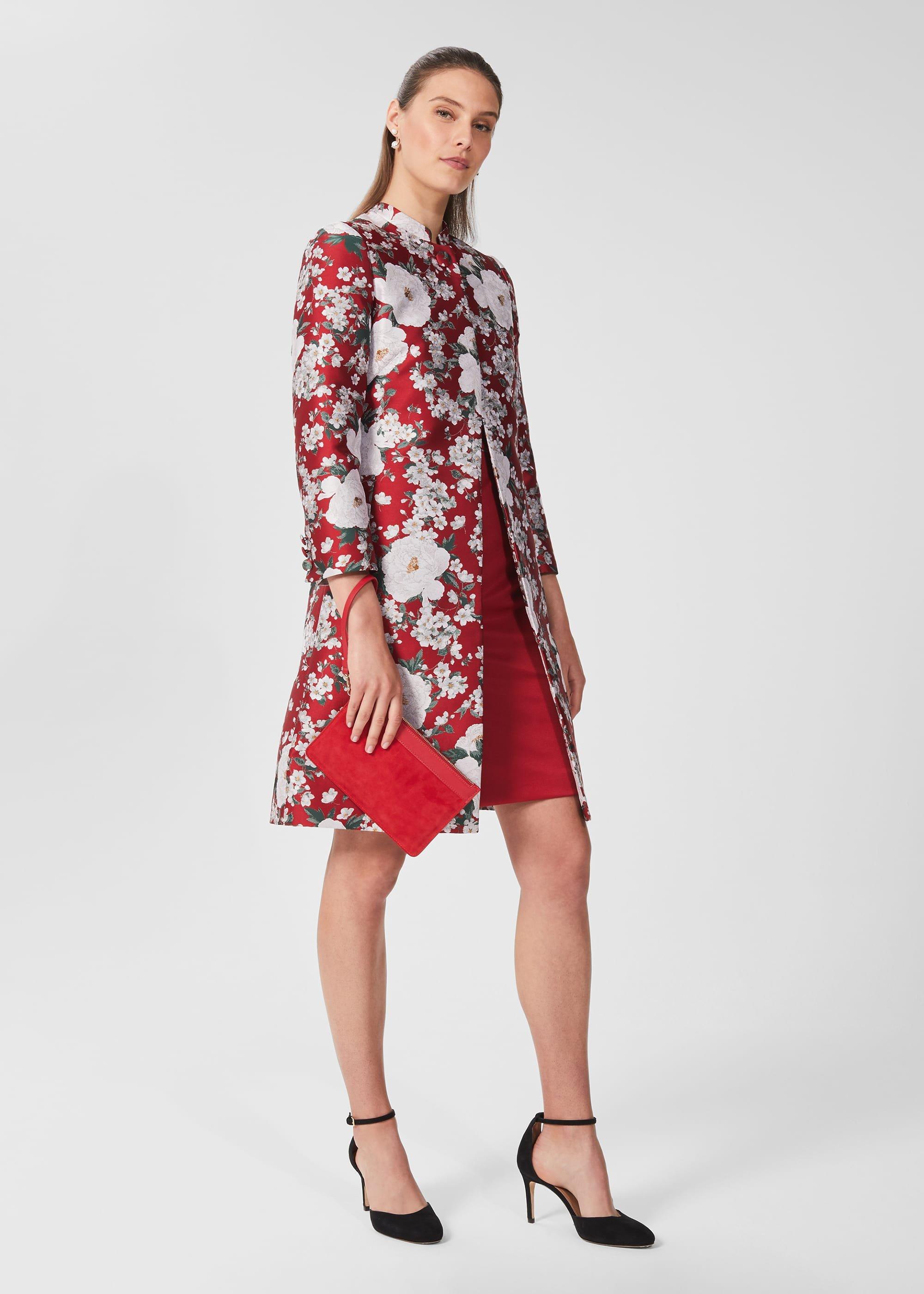 Dora Jacquard Coat, Red Multi, hi-res