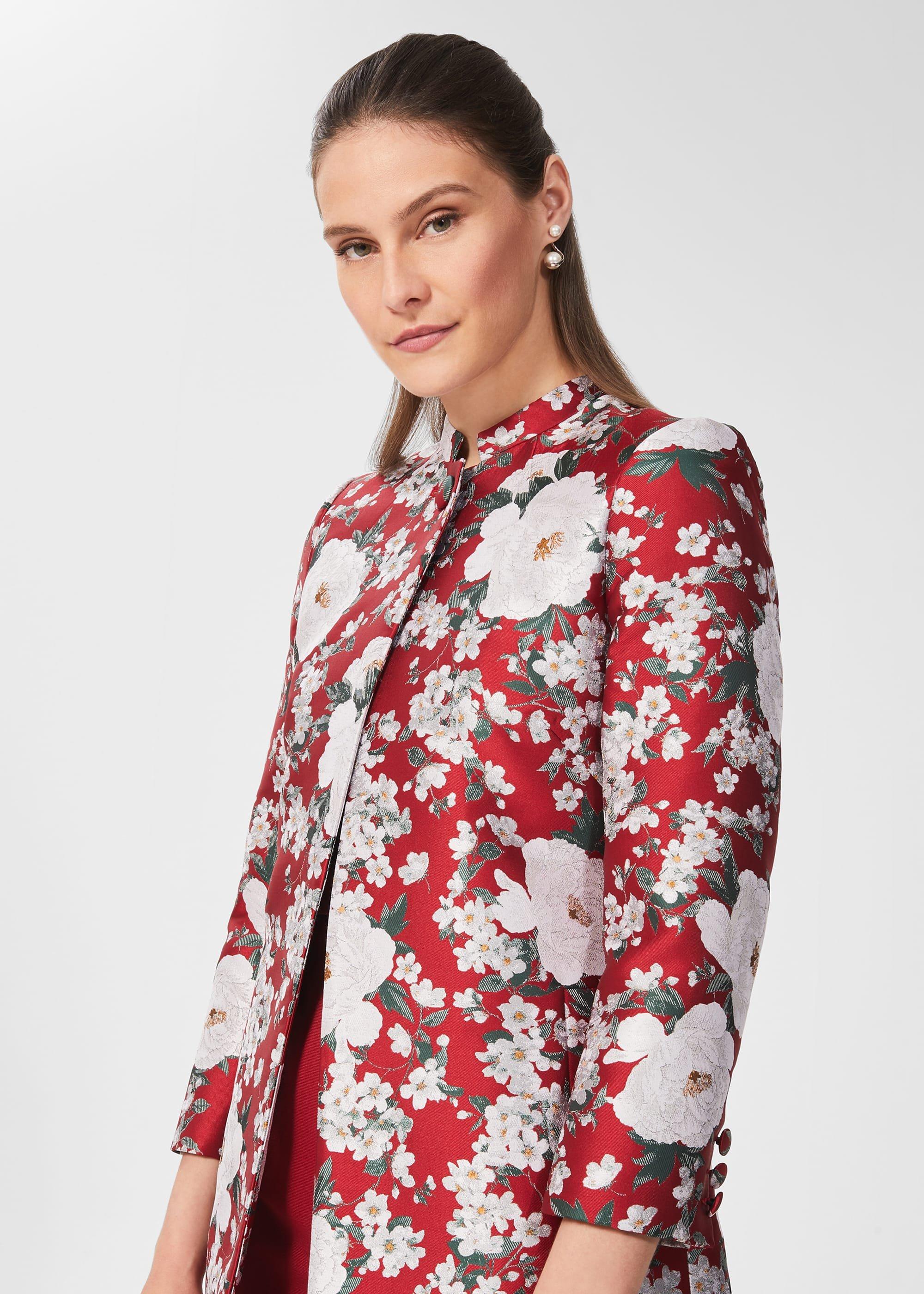 Dora Jacquard Coat, Red Multi, hi-res
