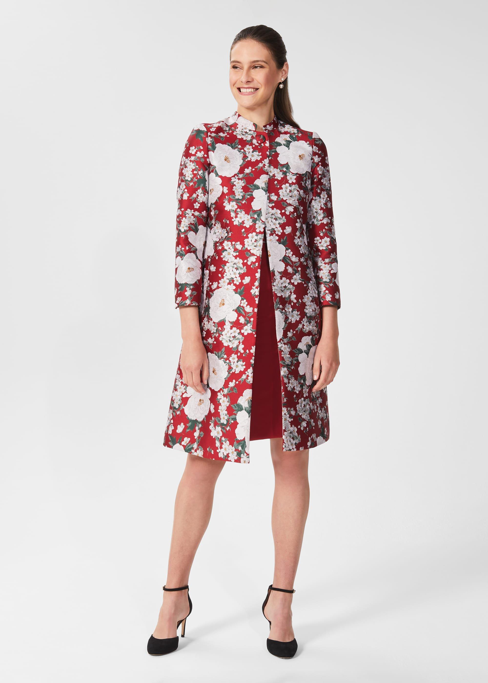 Dora Jacquard Coat, Red Multi, hi-res