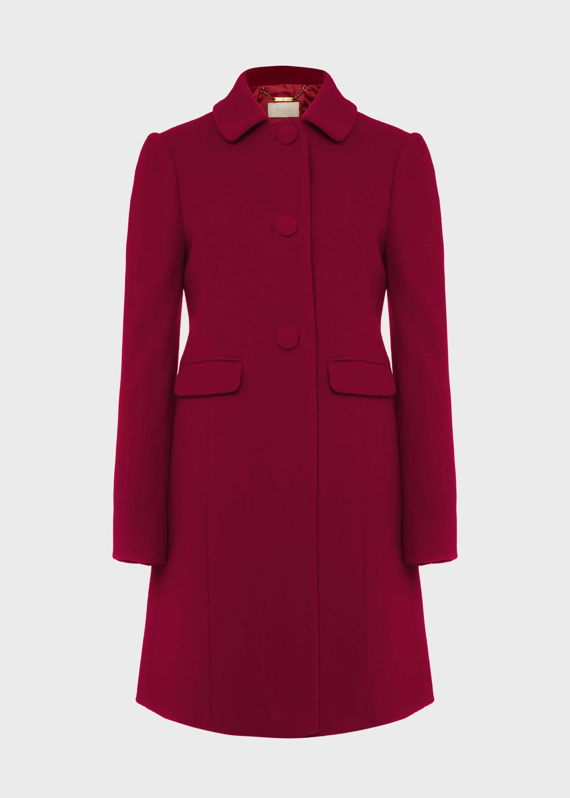 Anita Wool Blend A Line Coat, Dark Raspberry, hi-res