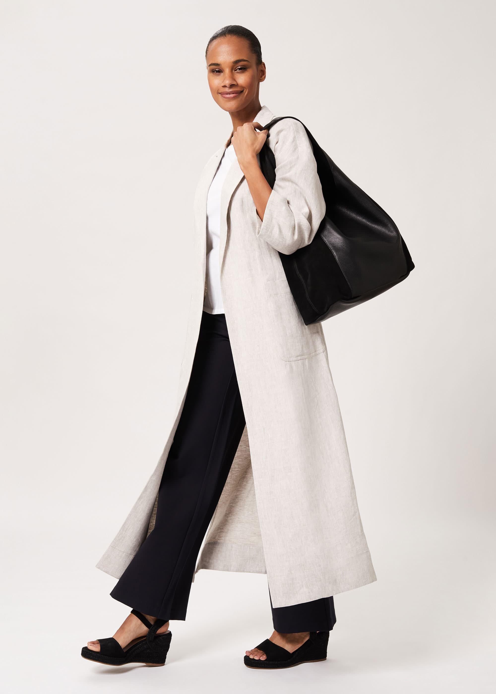 Maeve Linen Wrap Trench Coat, Neutral, hi-res