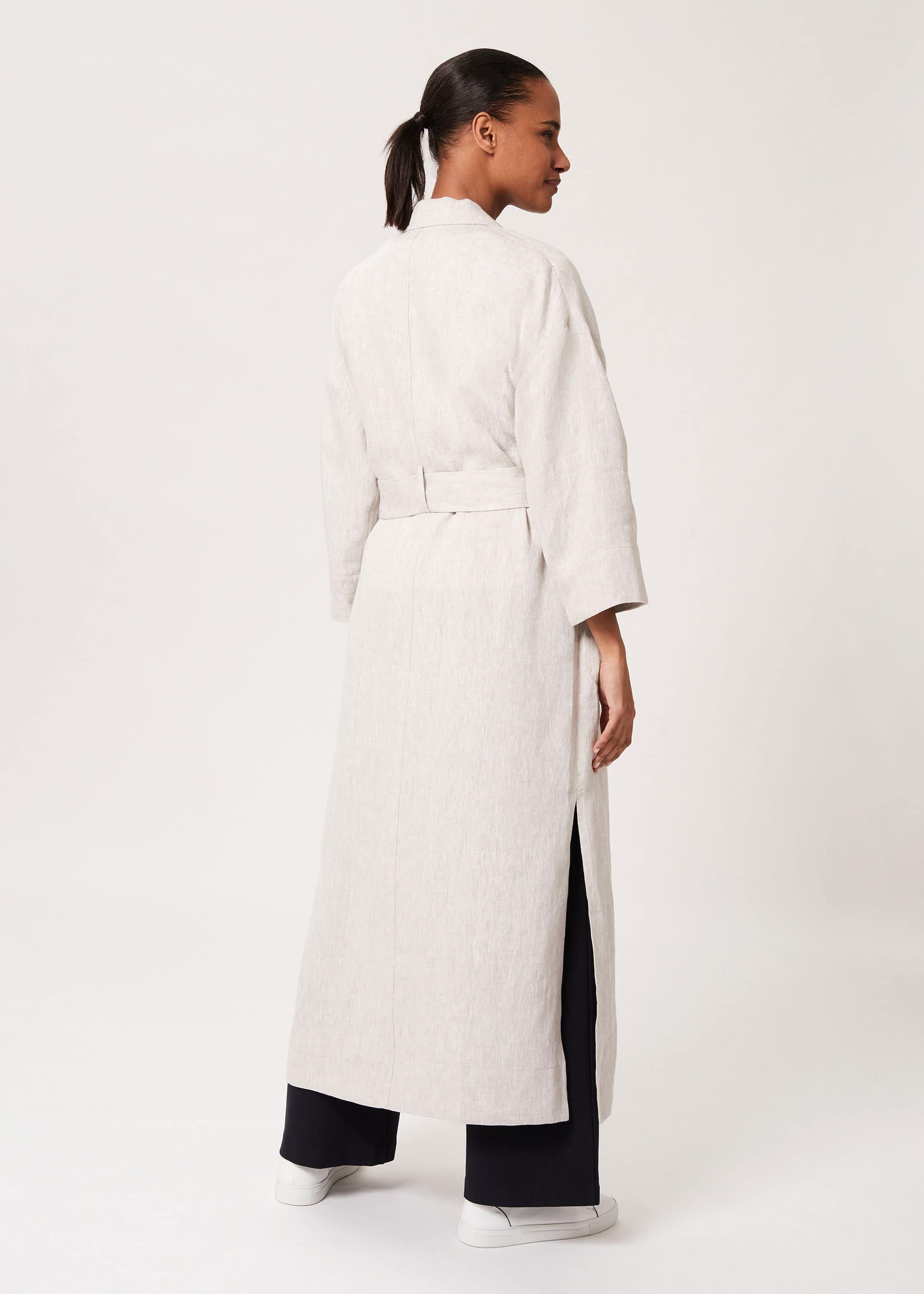 Maeve Linen Wrap Trench Coat, Neutral, hi-res