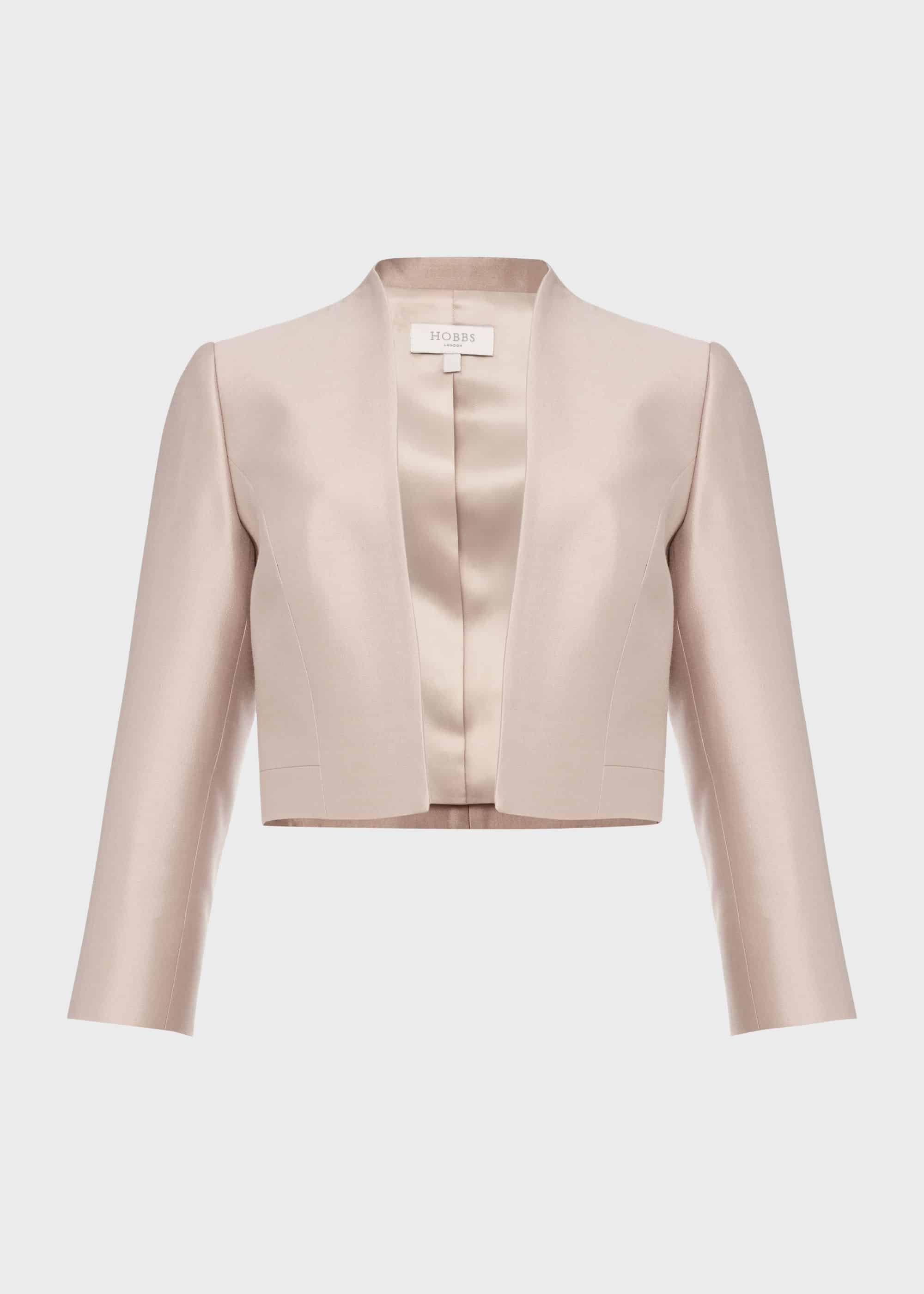 Alberta Silk Wool Jacket, Oyster, hi-res