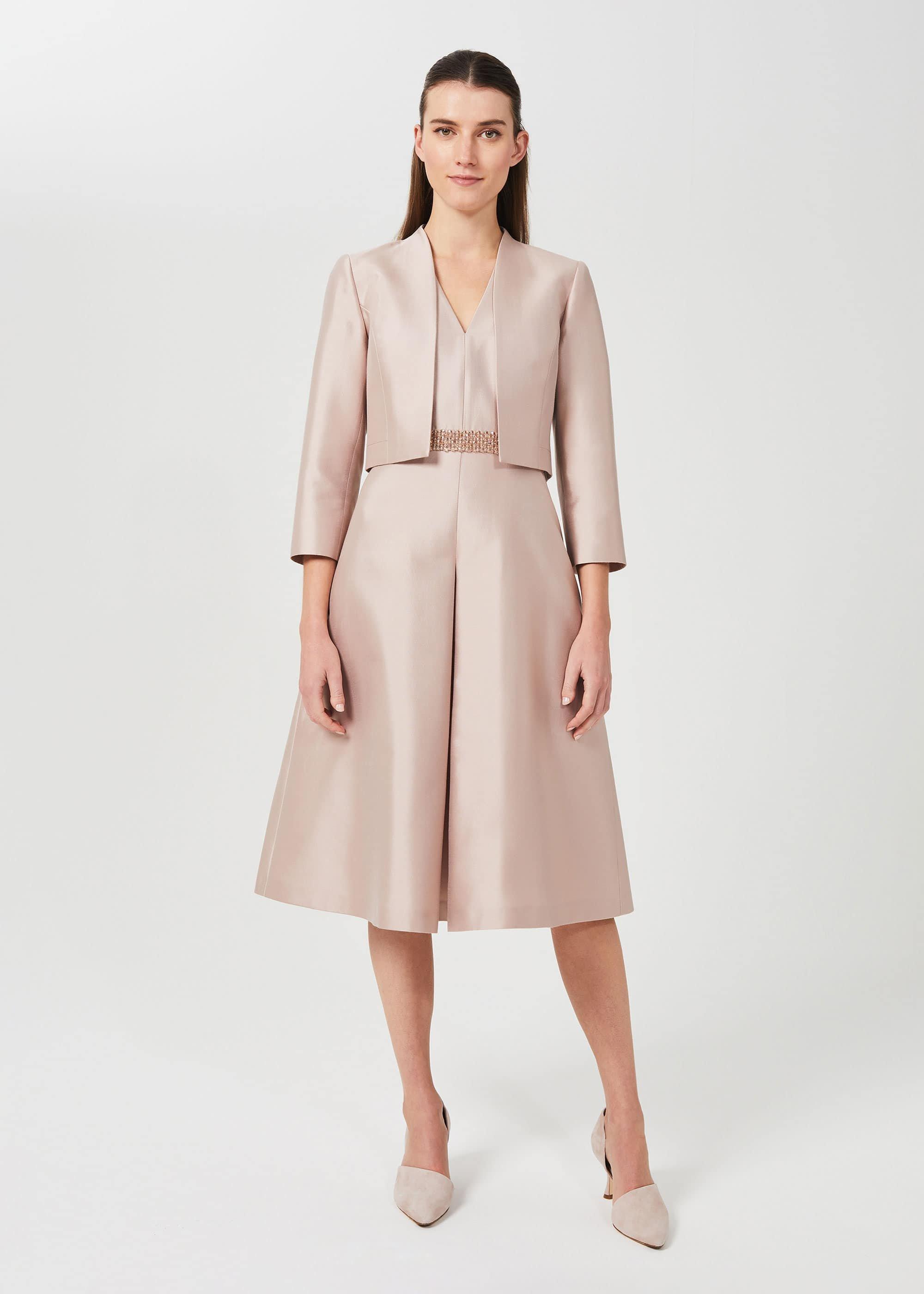 Alberta Silk Wool Jacket, Oyster, hi-res