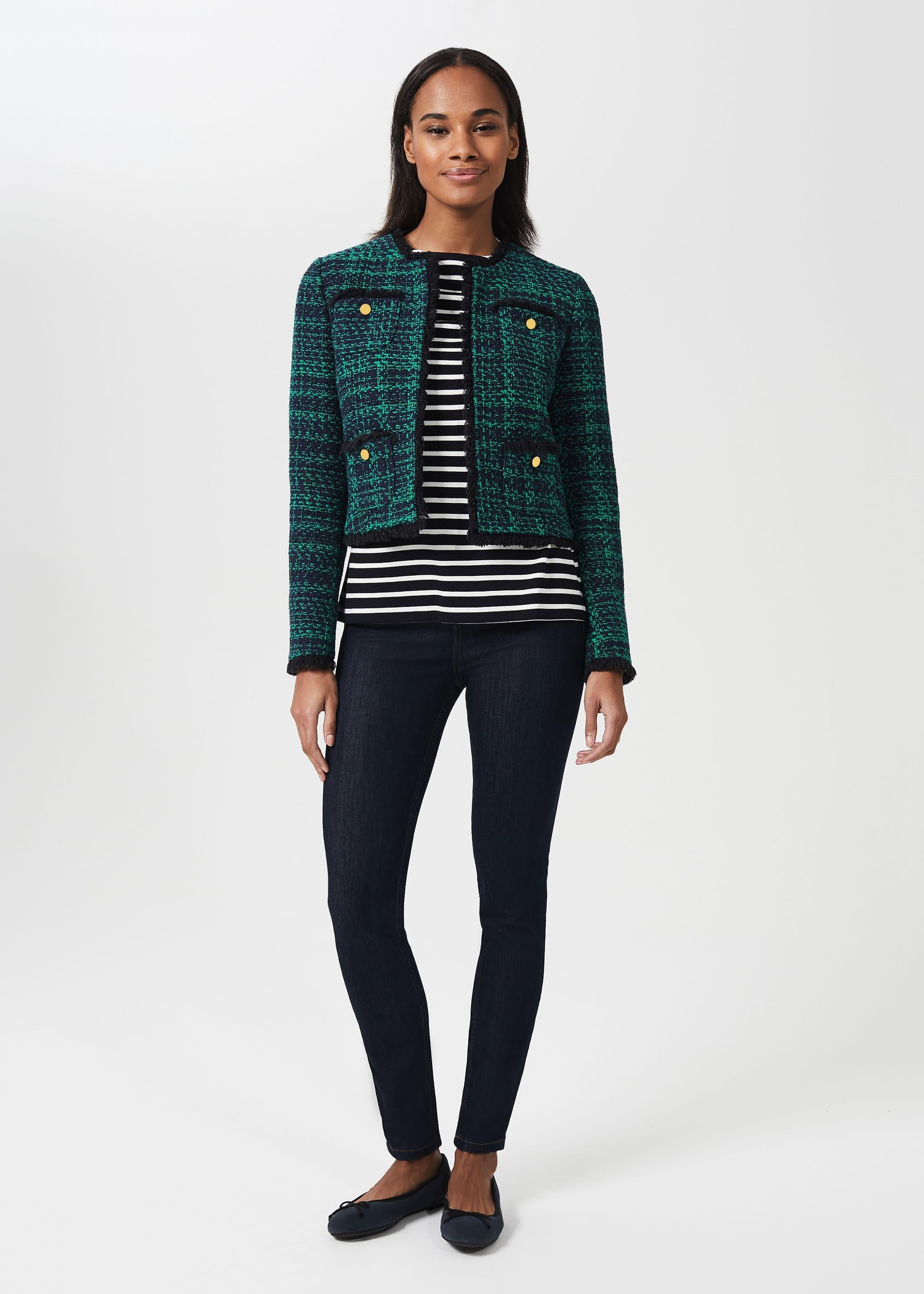 Rosa Tweed Jacket , Navy Apple Grn, hi-res