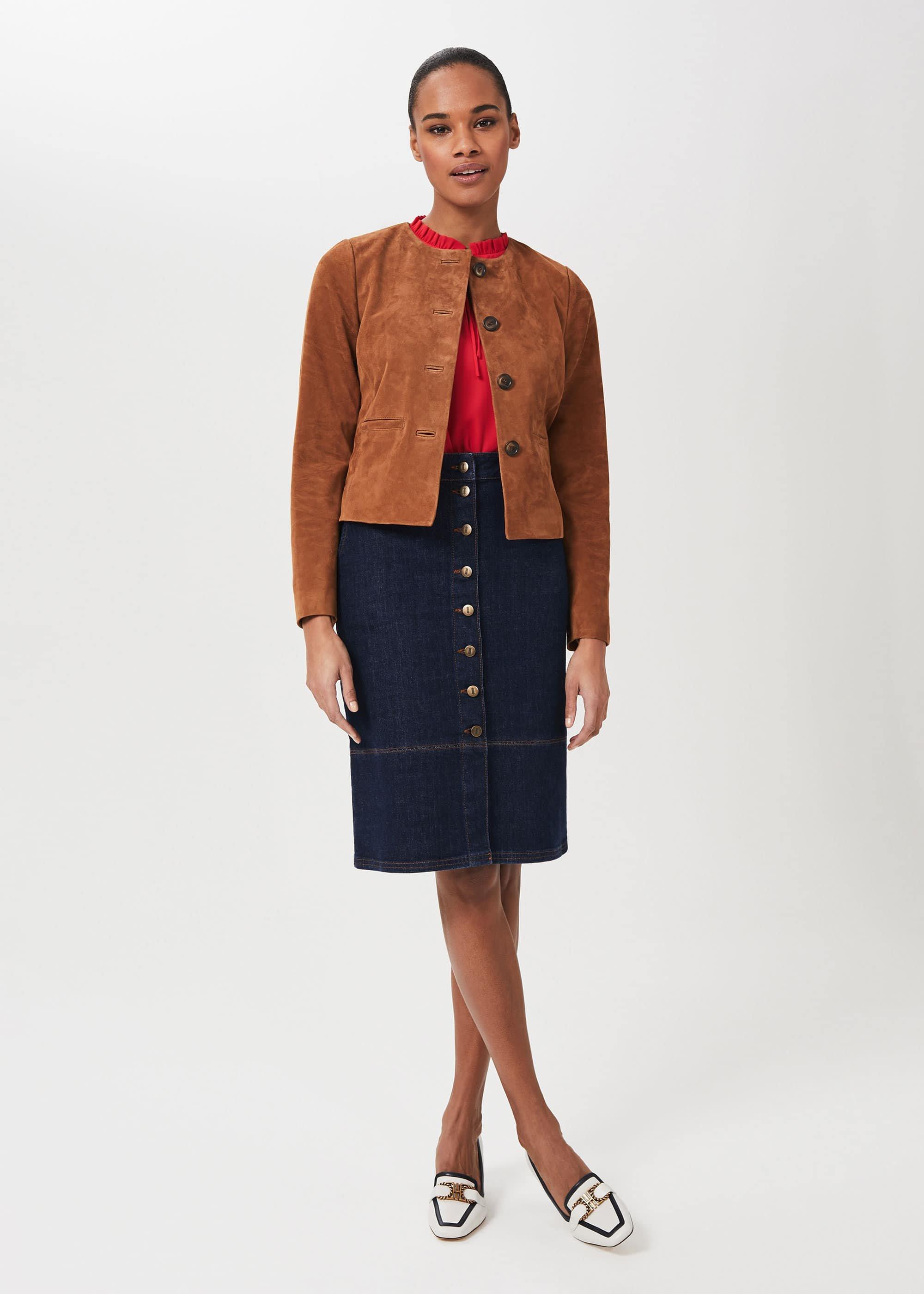 Mariette Suede Jacket, Toffee, hi-res