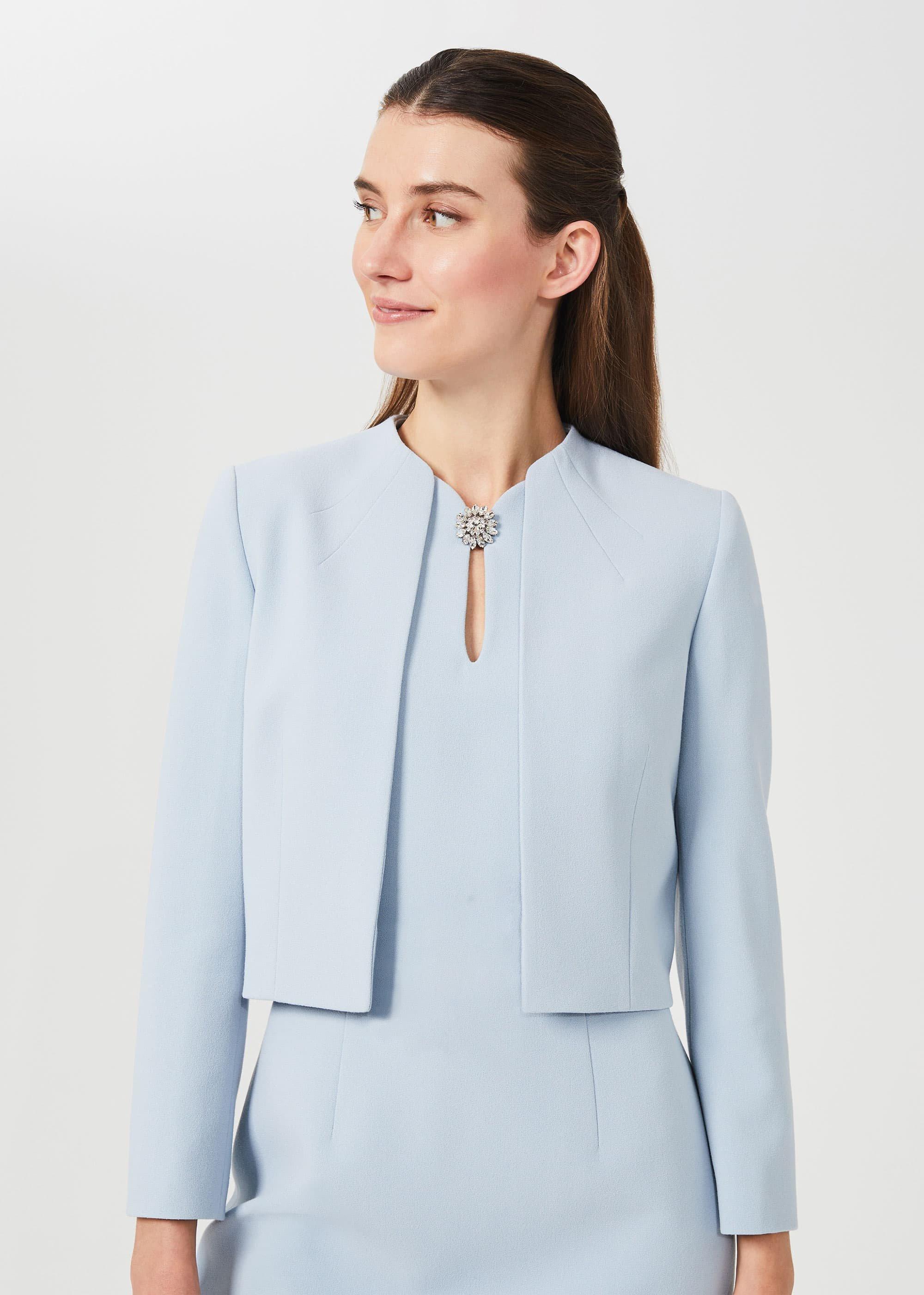 Ana Crepe Jacket, Celeste Blue, hi-res