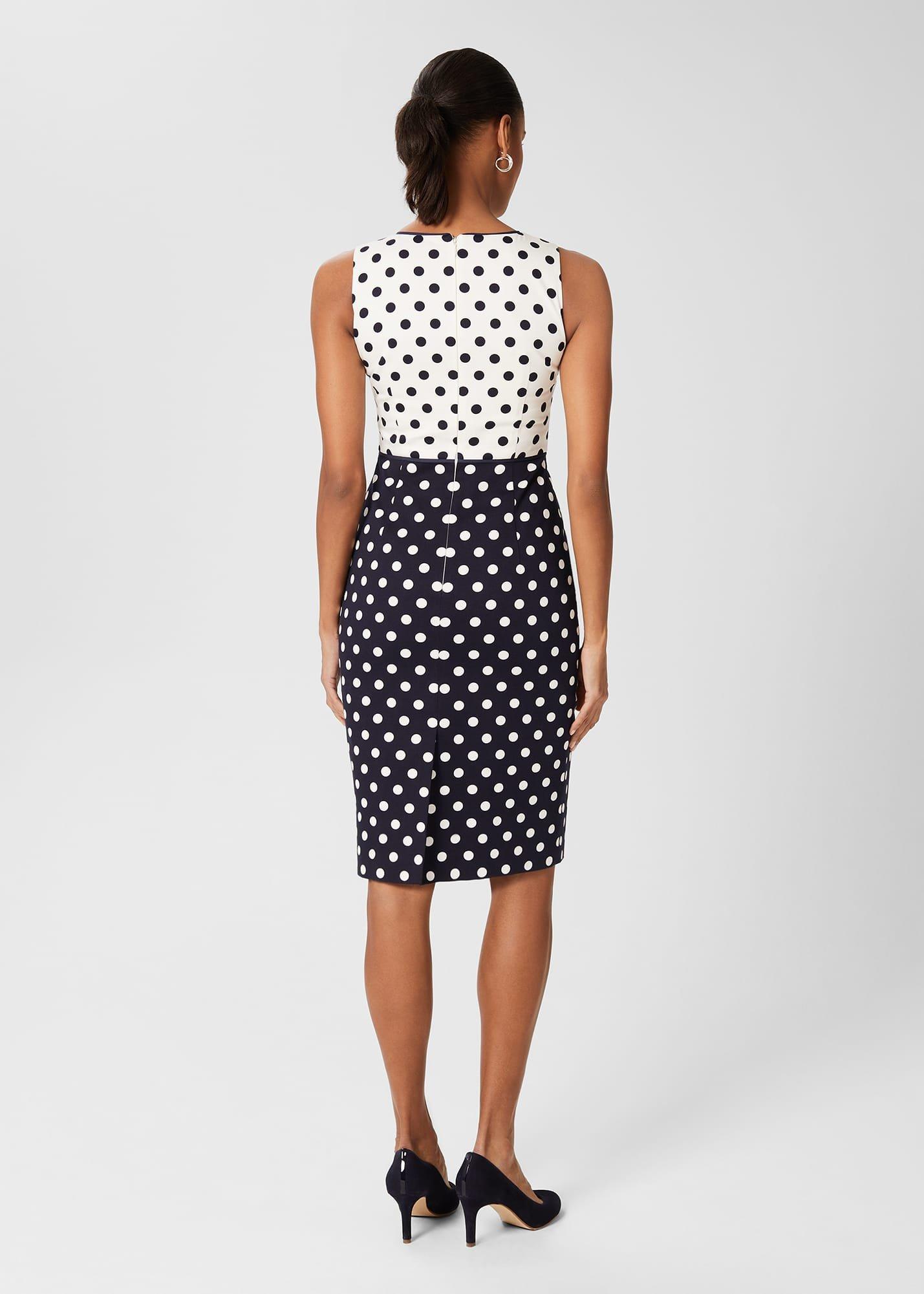 Fiona Spot Shift Dress, Navy Ivory, hi-res
