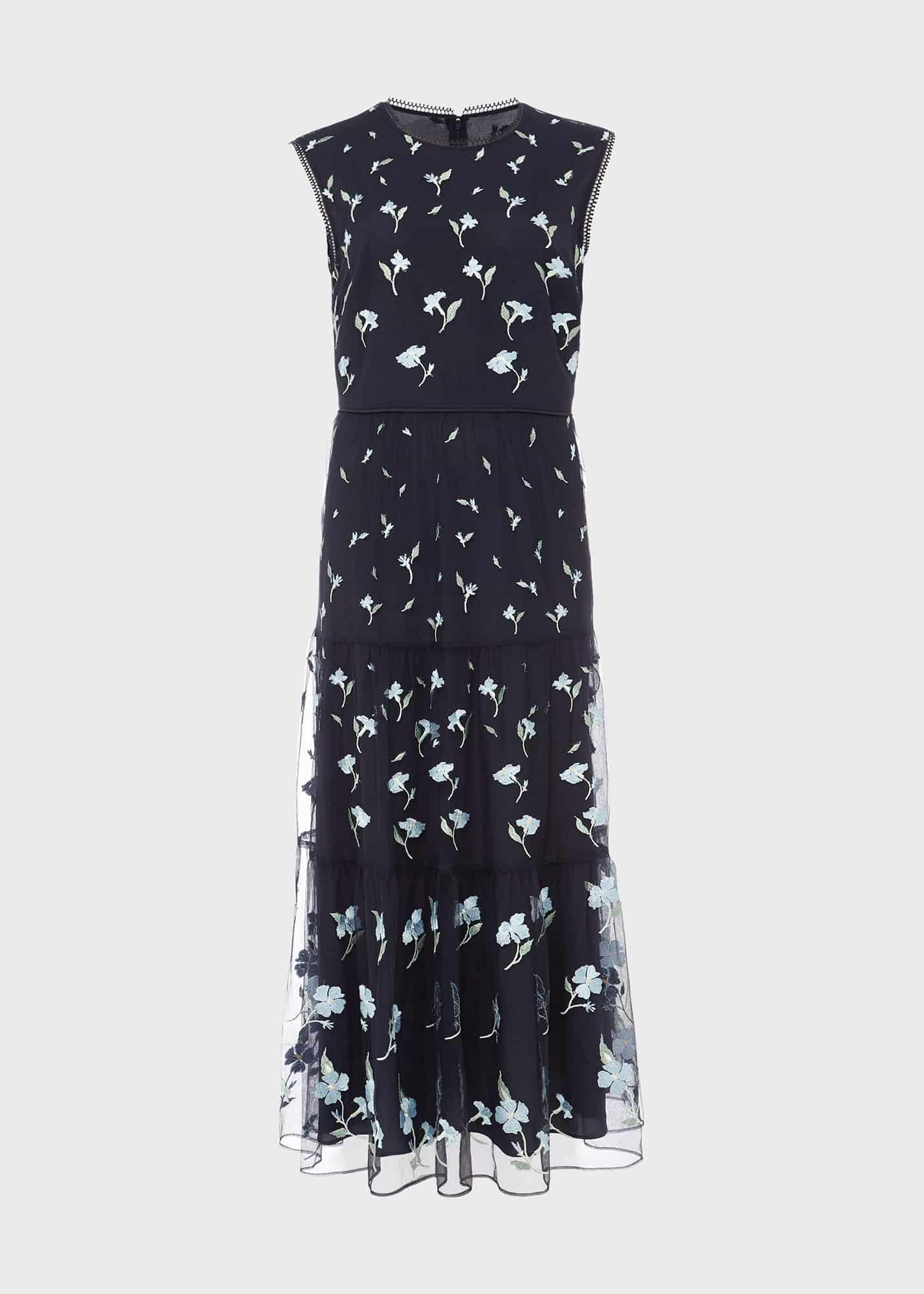 Petite Bethany Embroidered Floral Dress, Navy Multi, hi-res