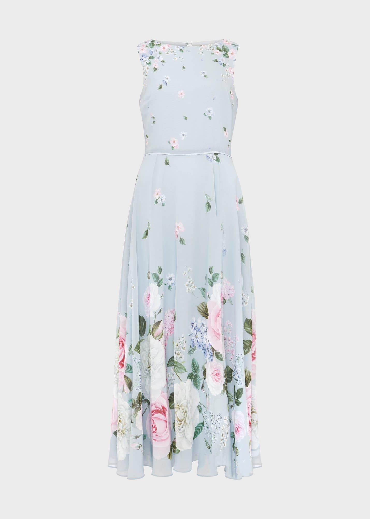 Carly Floral Midi Dress, Blue Multi, hi-res