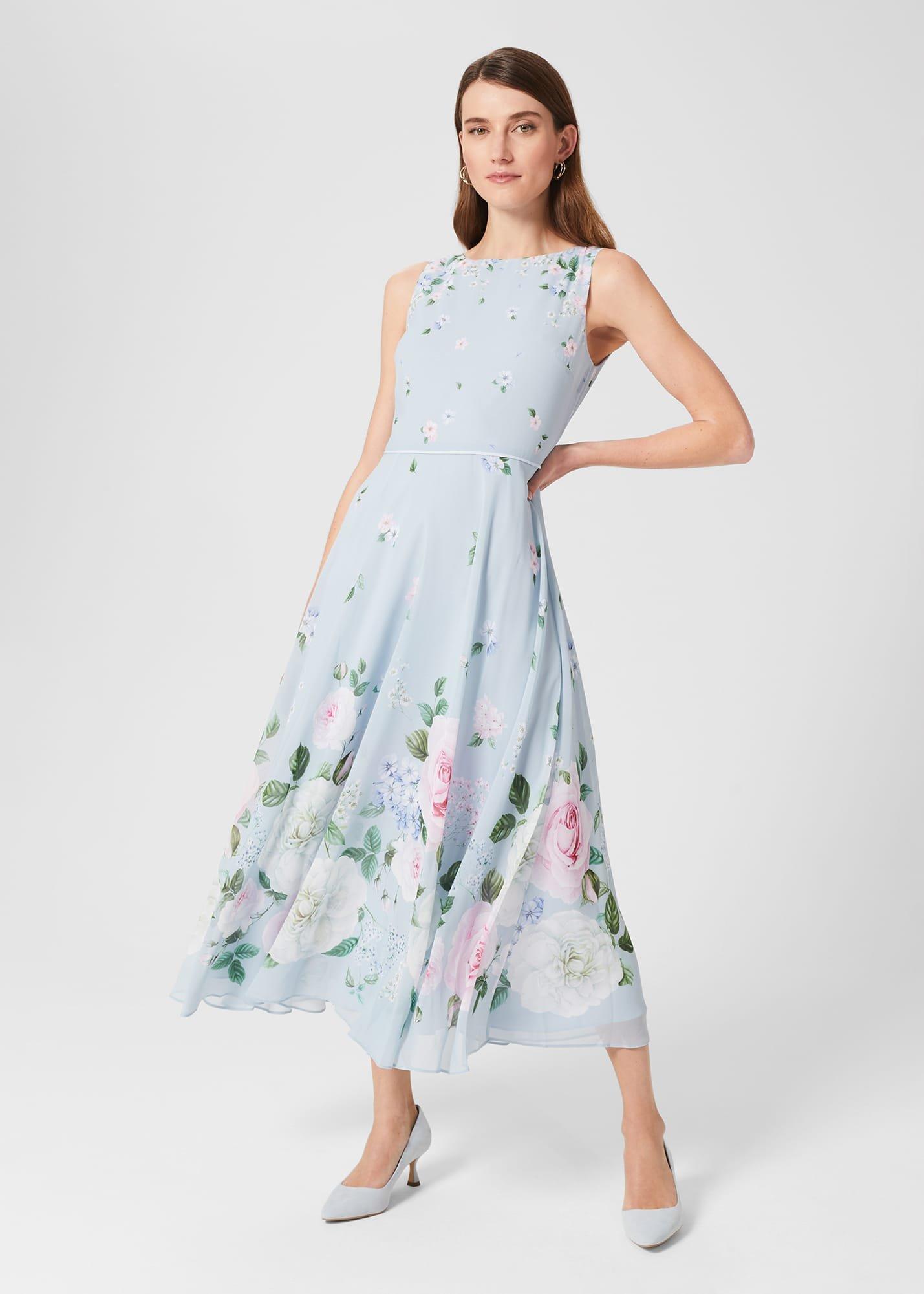 Carly Floral Midi Dress, Blue Multi, hi-res