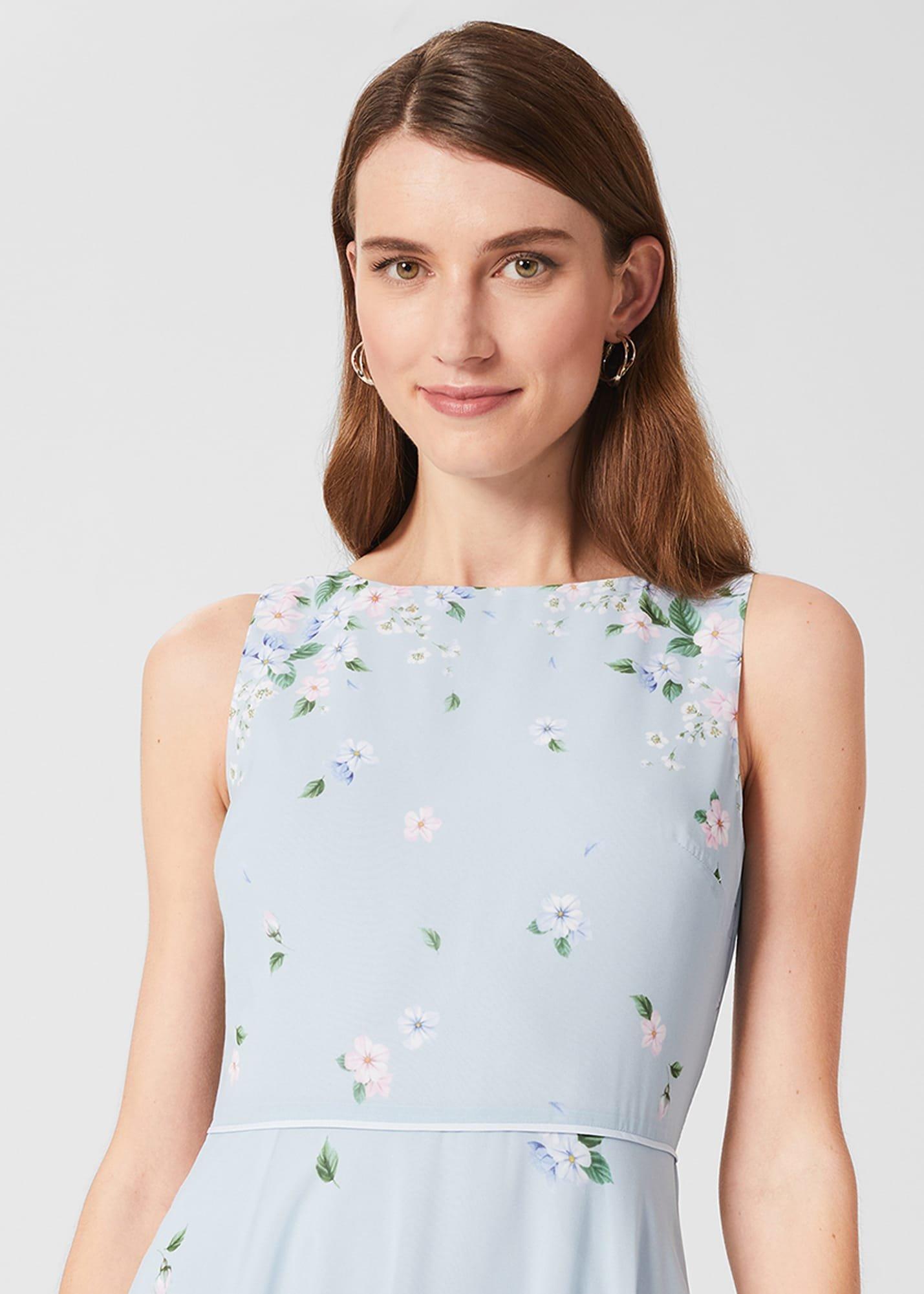 Carly Floral Midi Dress, Blue Multi, hi-res