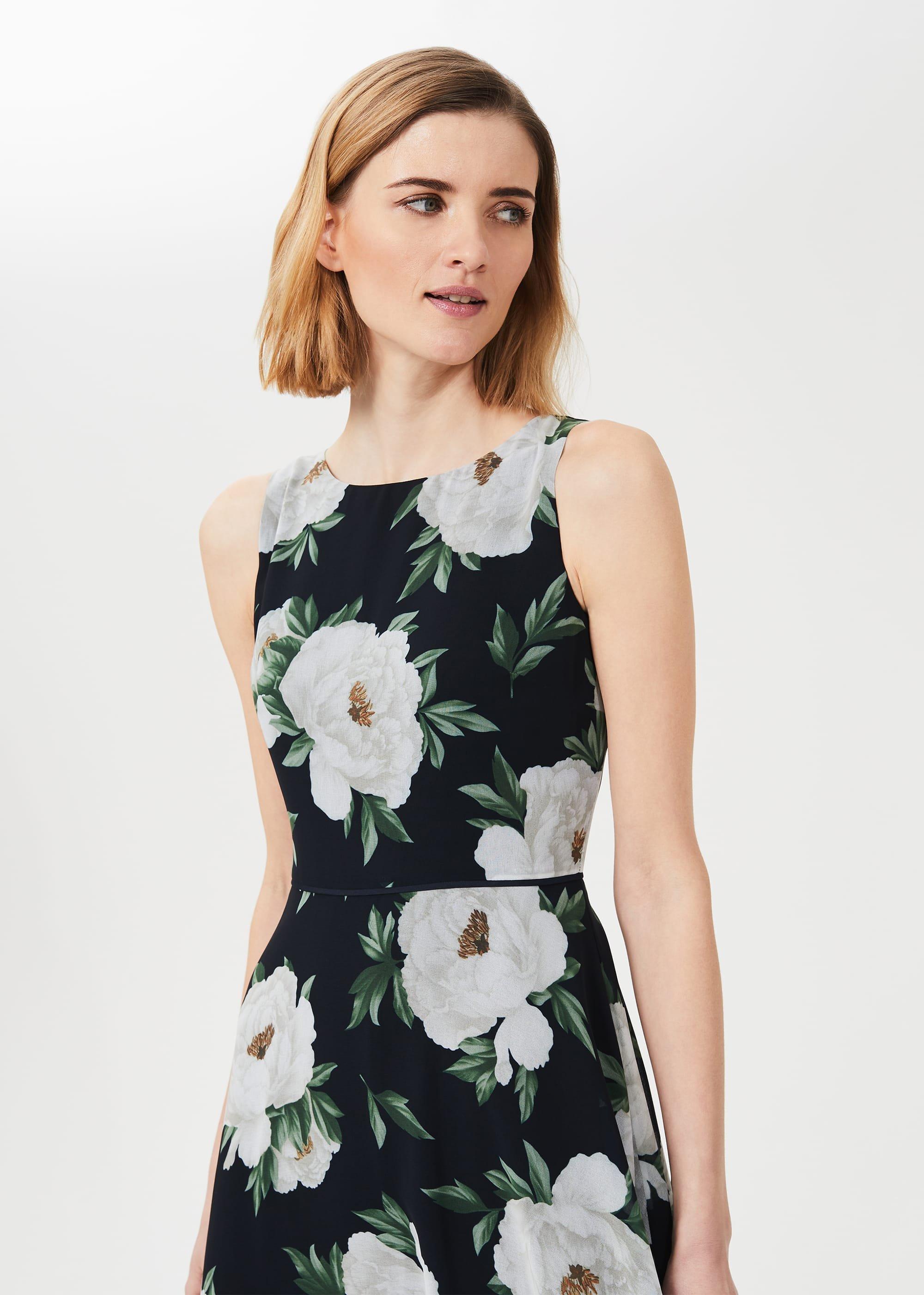 Carly Floral Dress, Navy Ivory, hi-res