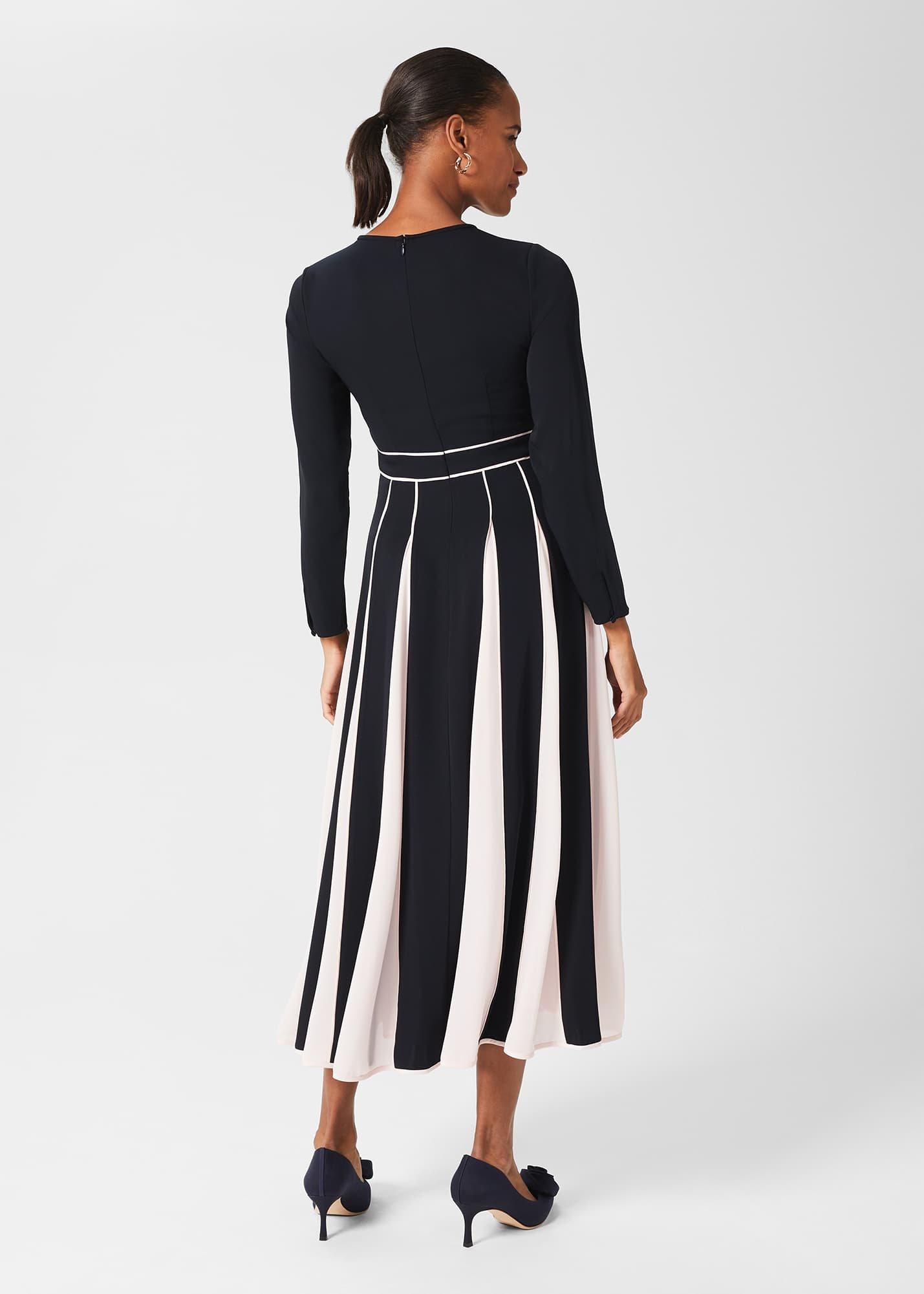 Arielle Fit And Flare Midi Dress, Navy Pink, hi-res
