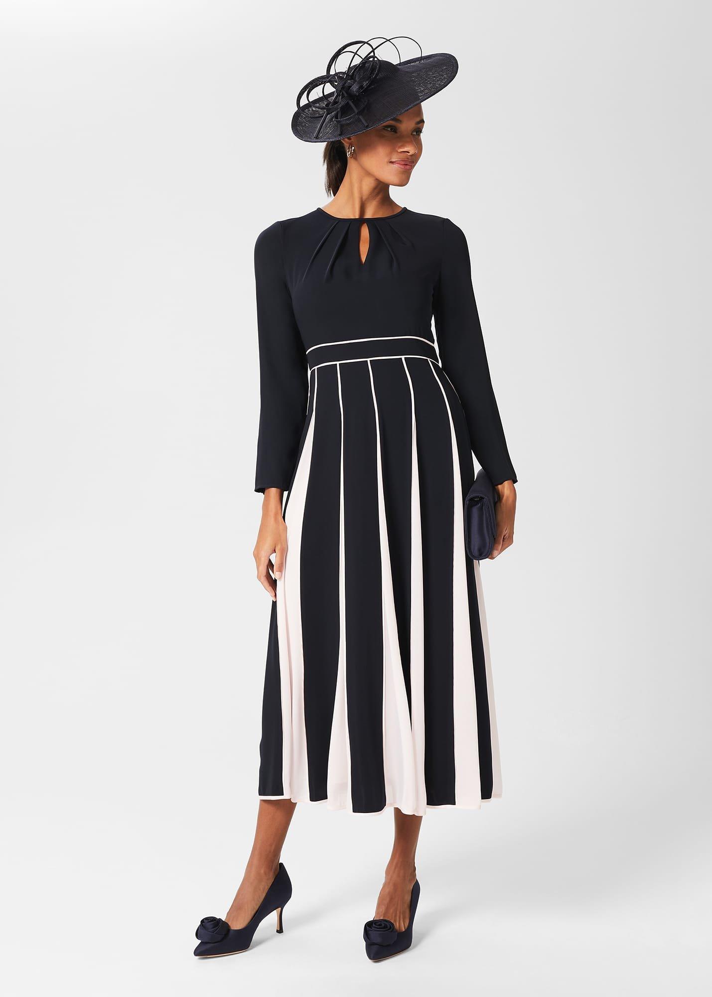 Arielle Fit And Flare Midi Dress, Navy Pink, hi-res