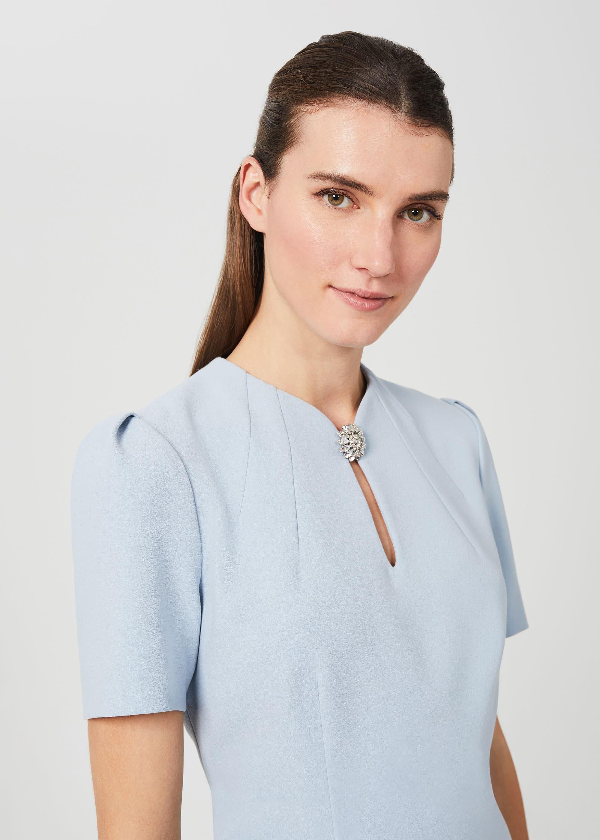 Ana Crepe Shift Dress, Celeste Blue, hi-res