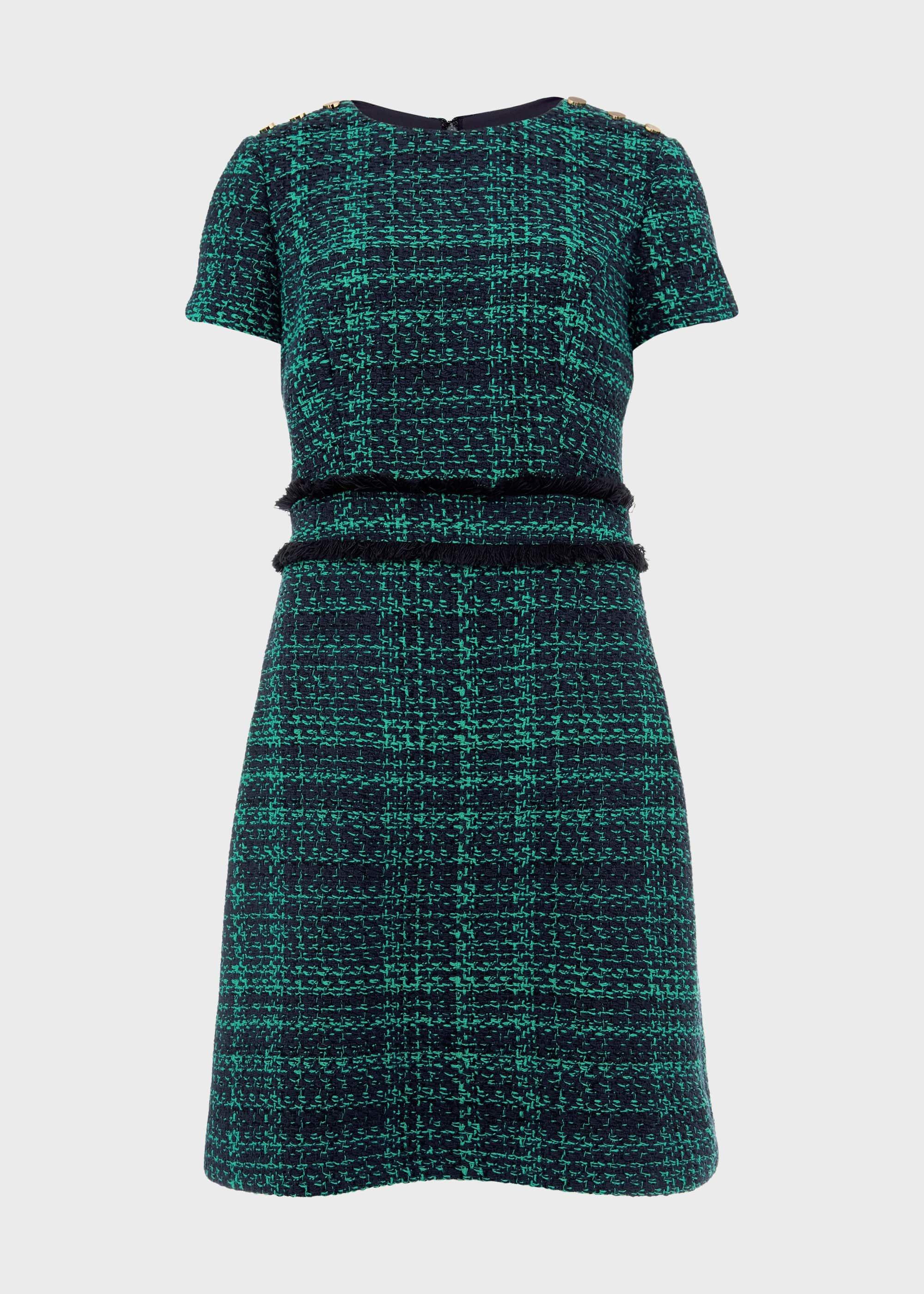 Rosa Tweed A Line Dress, Navy Apple Grn, hi-res