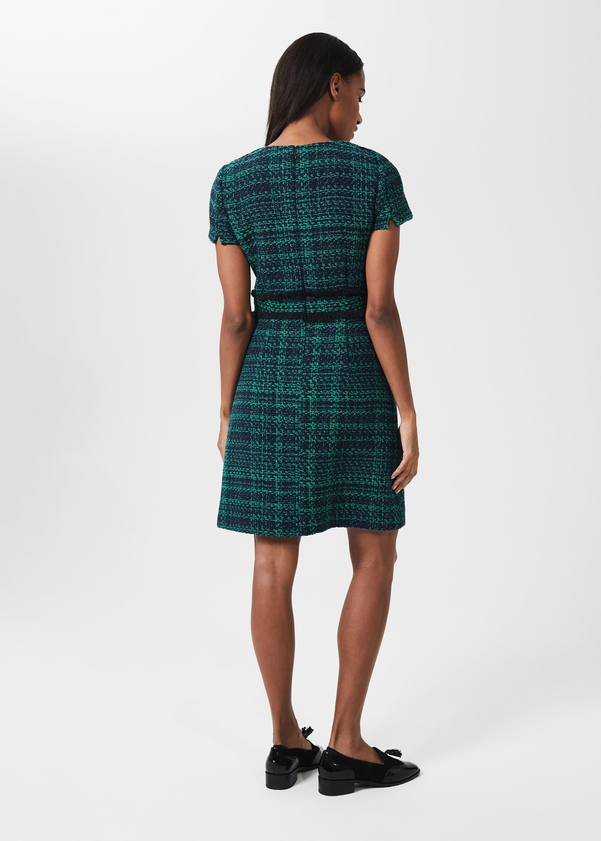 Rosa Tweed A Line Dress, Navy Apple Grn, hi-res