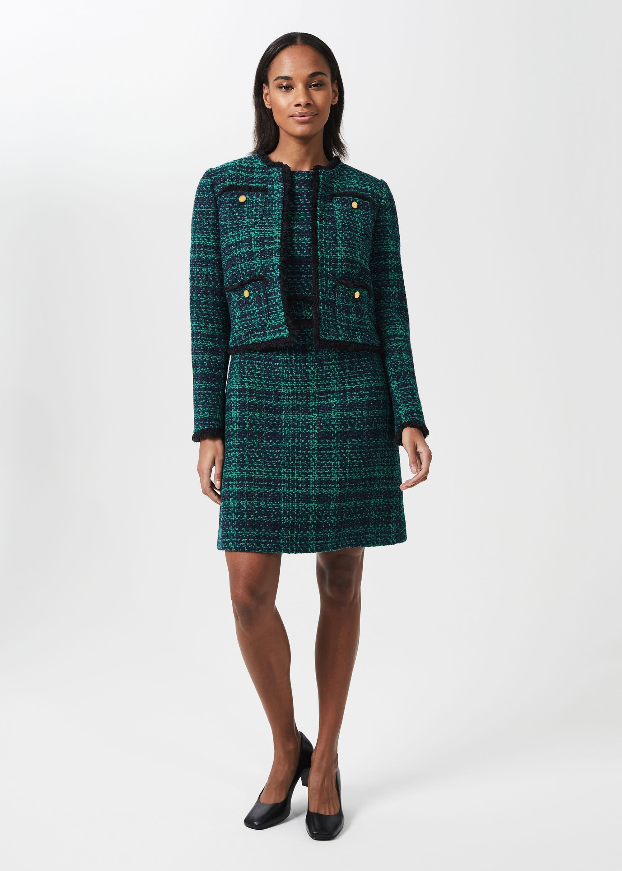 Rosa Tweed A Line Dress, Navy Apple Grn, hi-res