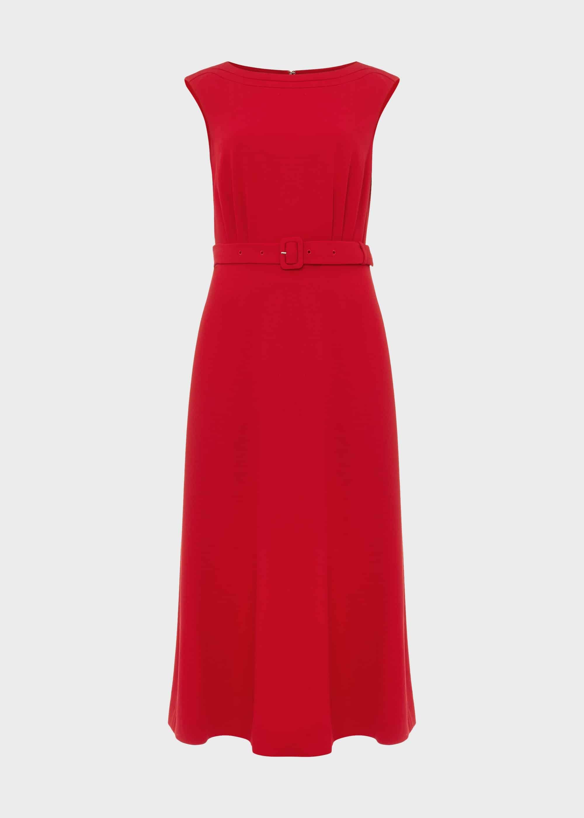 Eloise Crepe Midi Dress, Poppy Red, hi-res