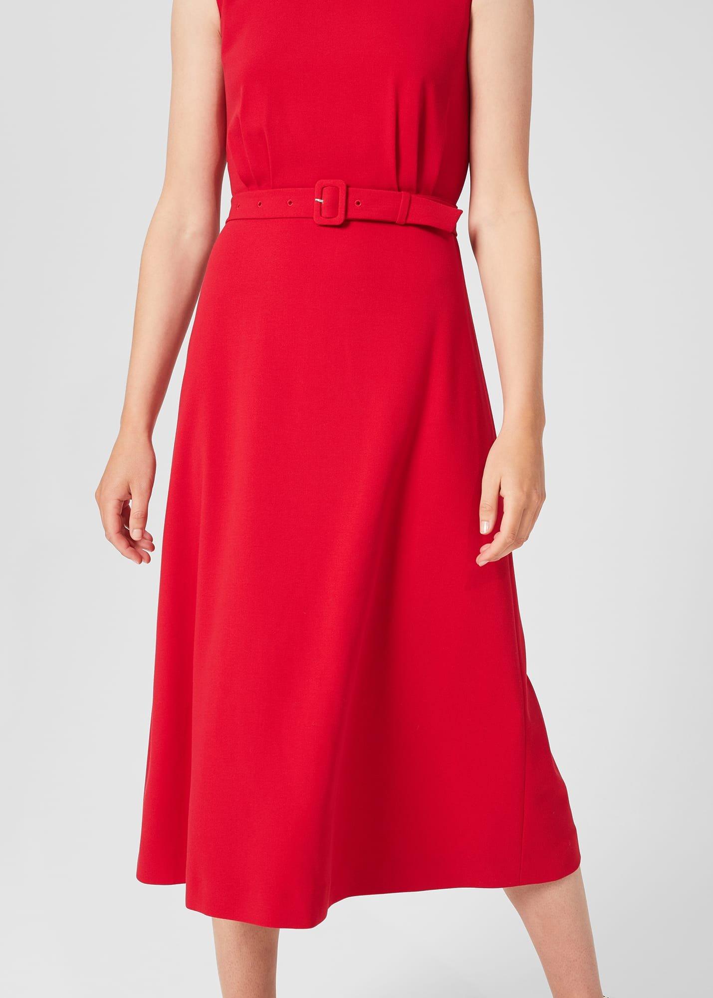 Eloise Crepe Midi Dress, Poppy Red, hi-res