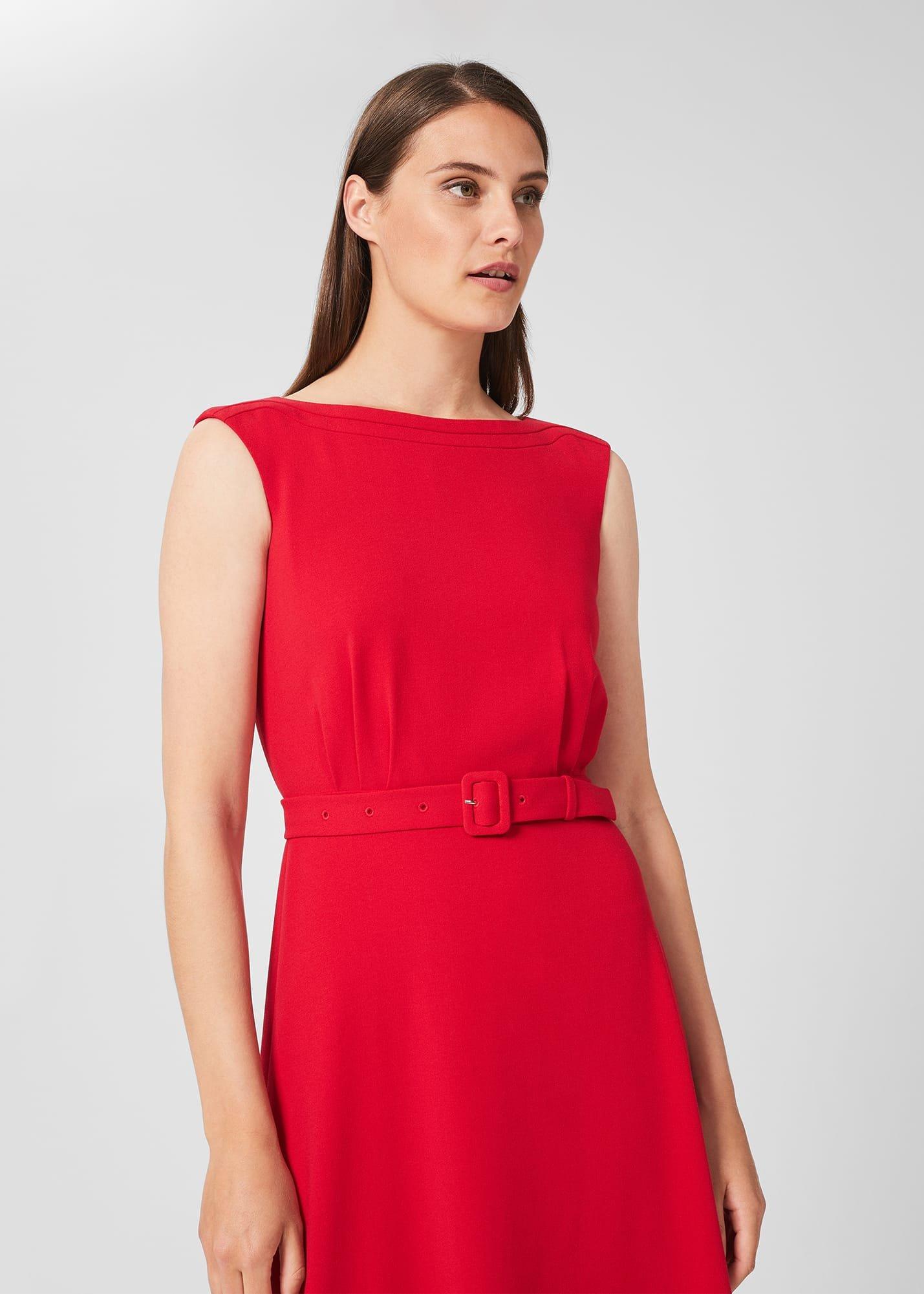 Eloise Crepe Midi Dress, Poppy Red, hi-res