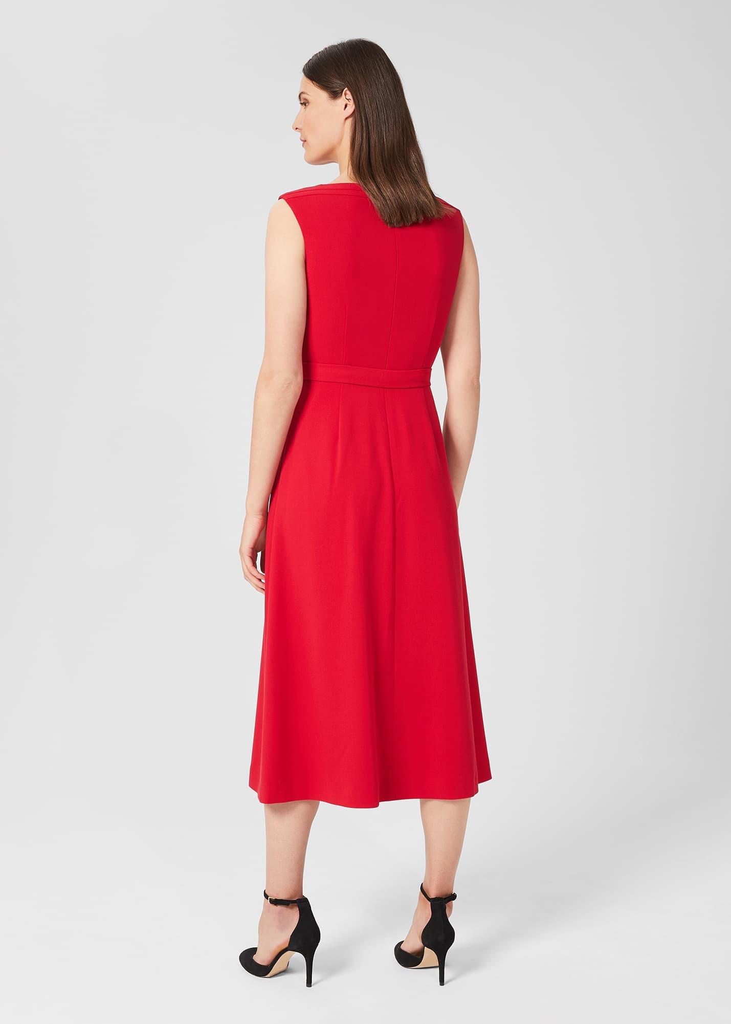 Eloise Crepe Midi Dress, Poppy Red, hi-res