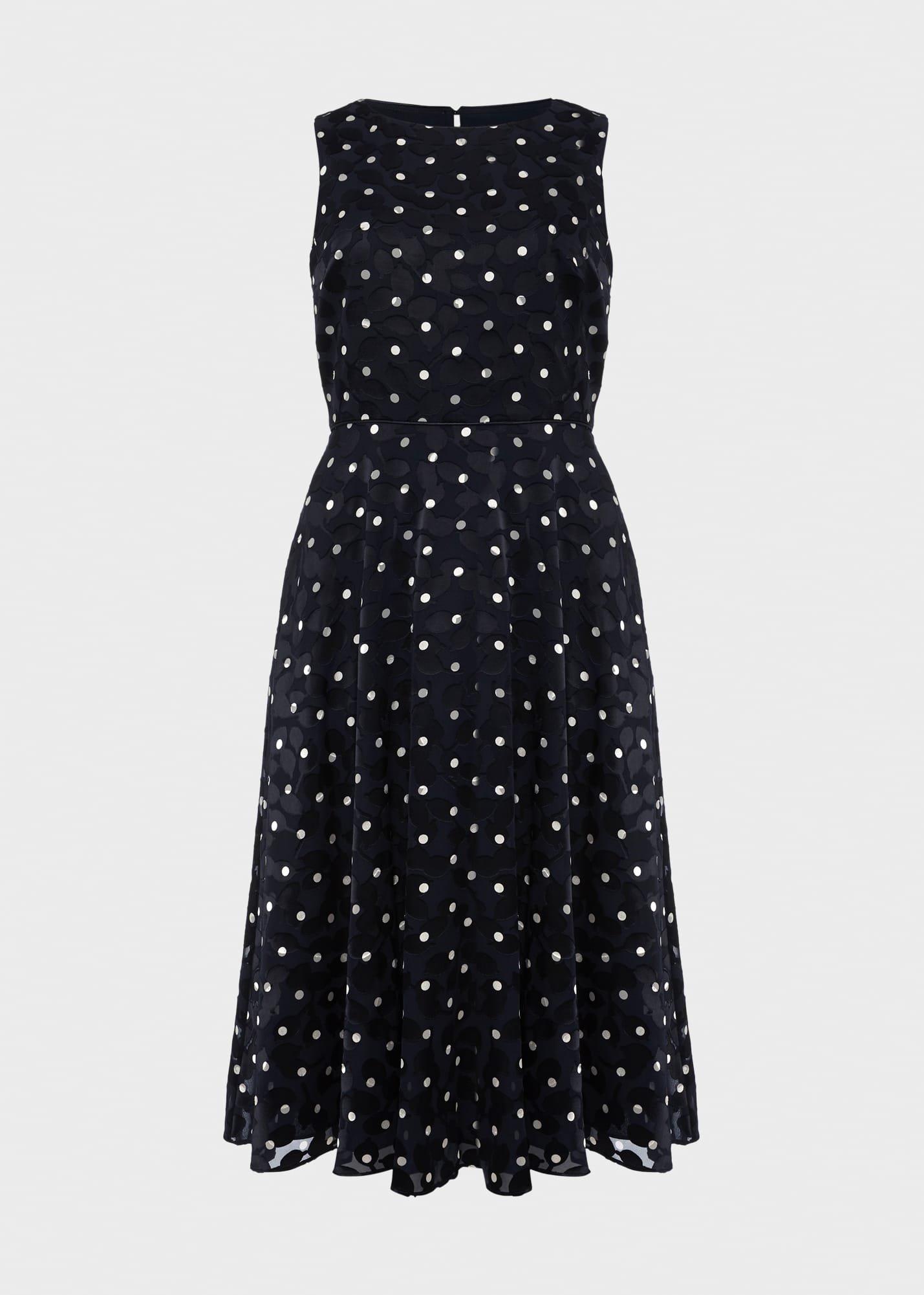 Adeline Spot Fit And Flare Dress, Navy Ivory, hi-res