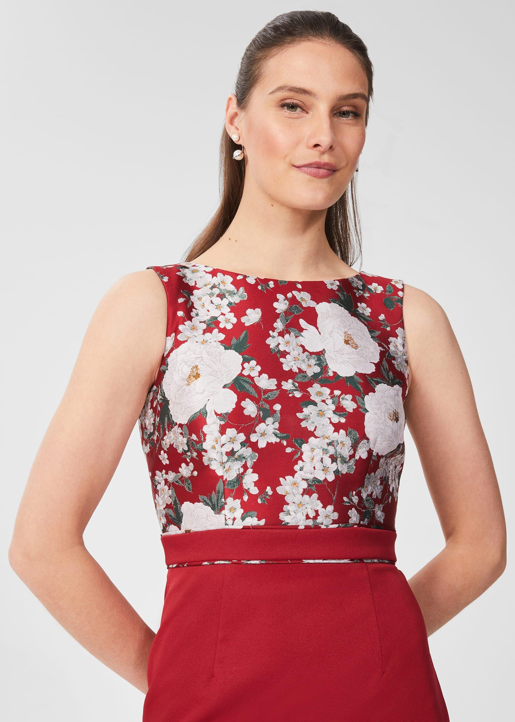 Dora Jacquard Shift Dress, Red Multi, hi-res