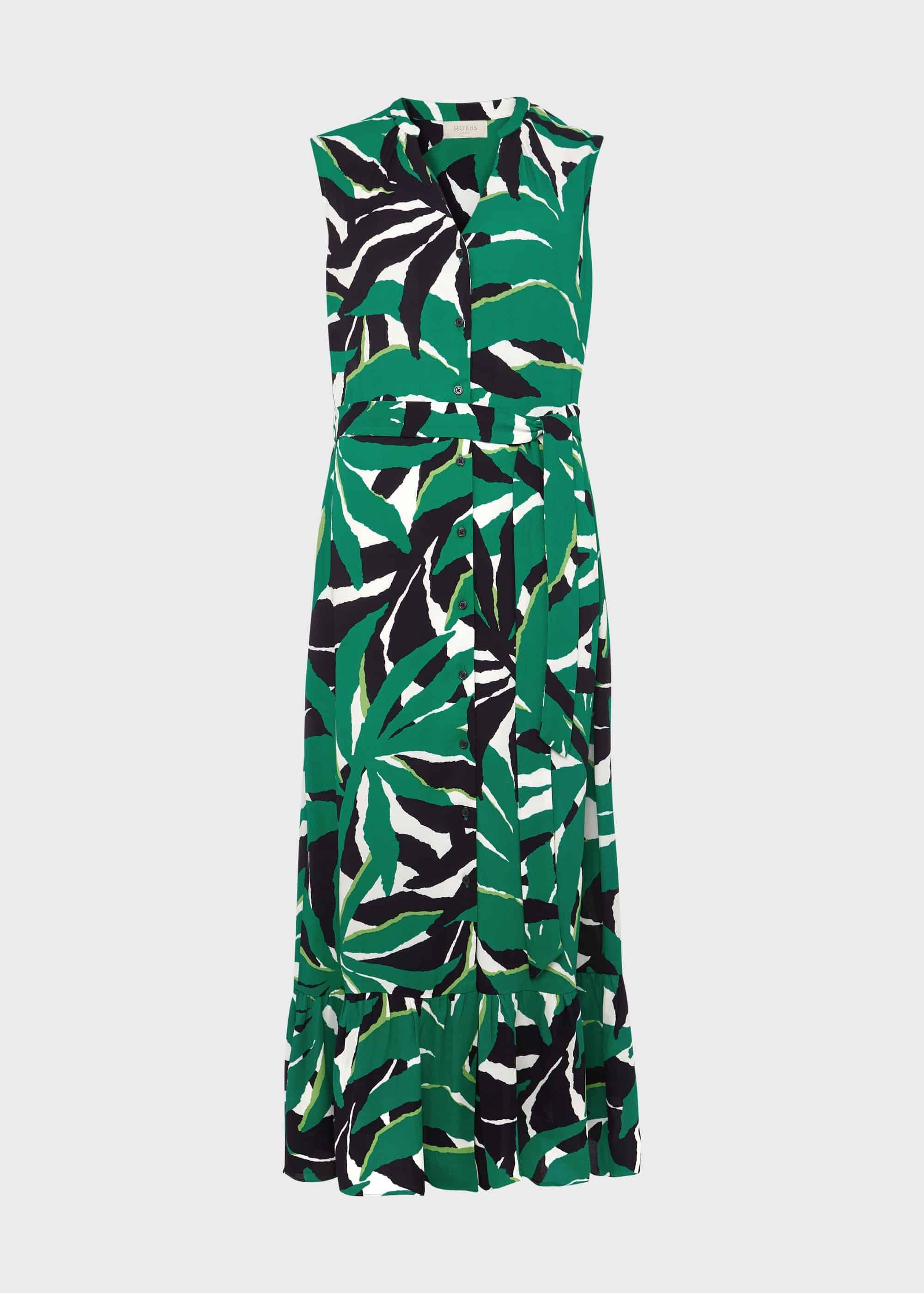 Laurenza Printed Midi Dress, Green Multi, hi-res