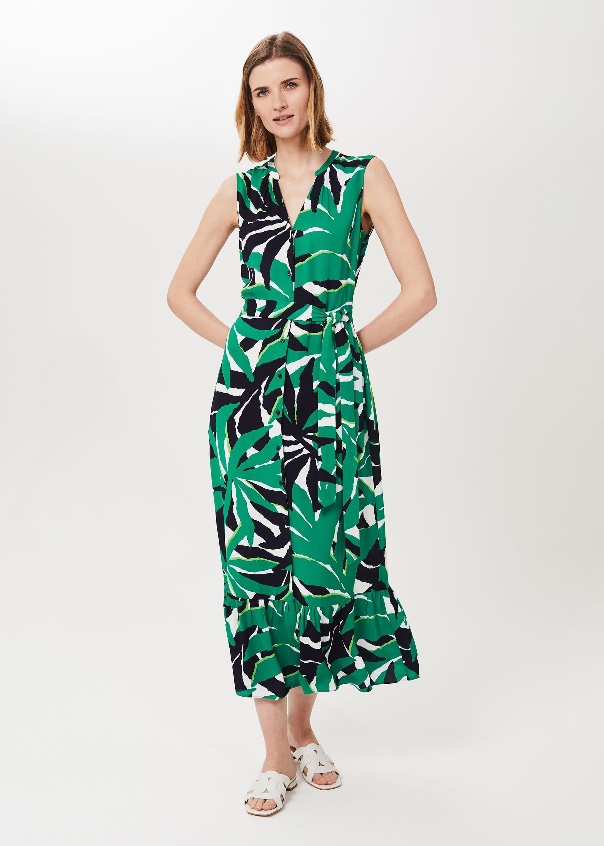 Laurenza Printed Midi Dress, Green Multi, hi-res