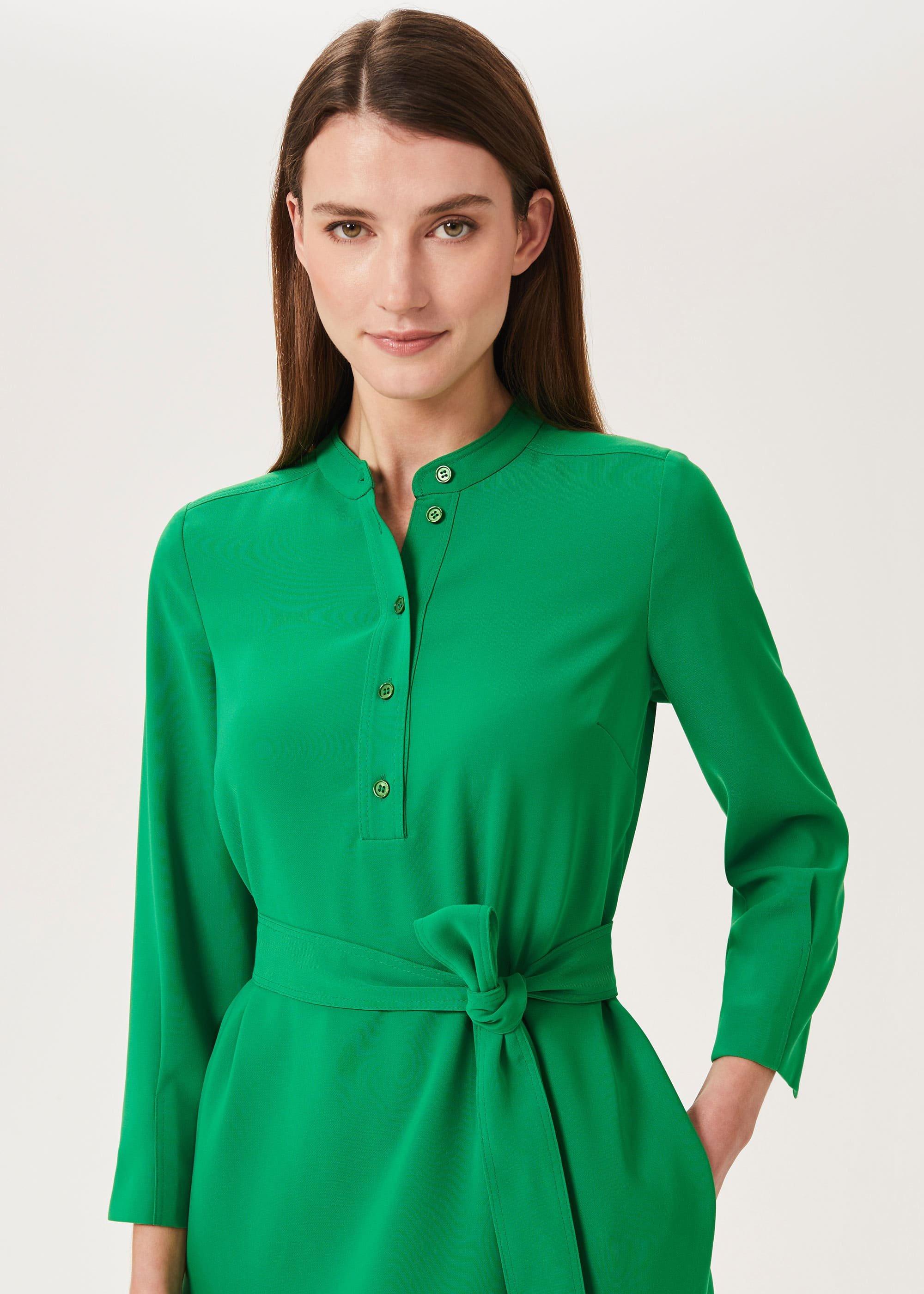 Clara Belted Dress, Apple Green, hi-res